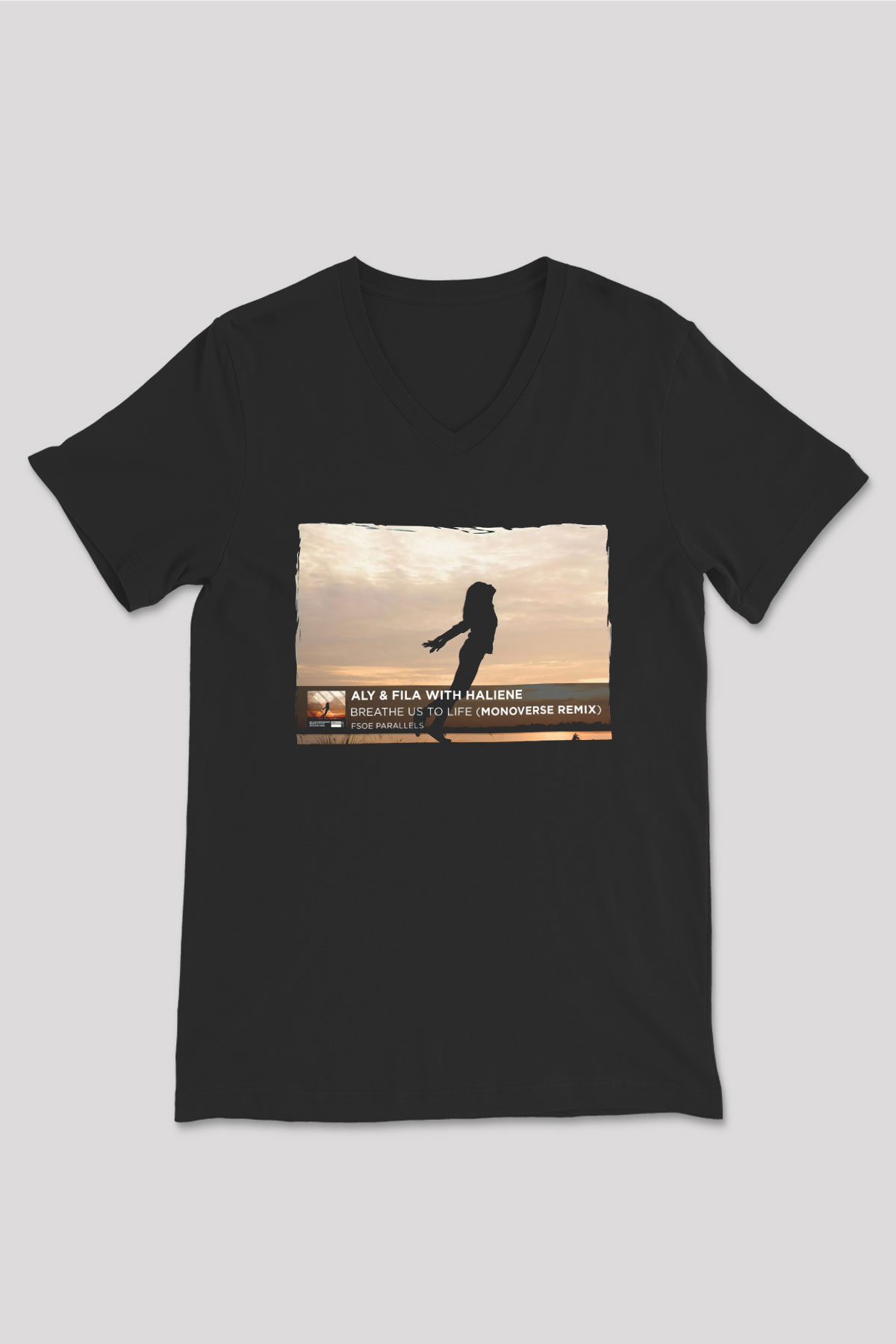 Aly & Fila Siyah Unisex V Yaka Tişört