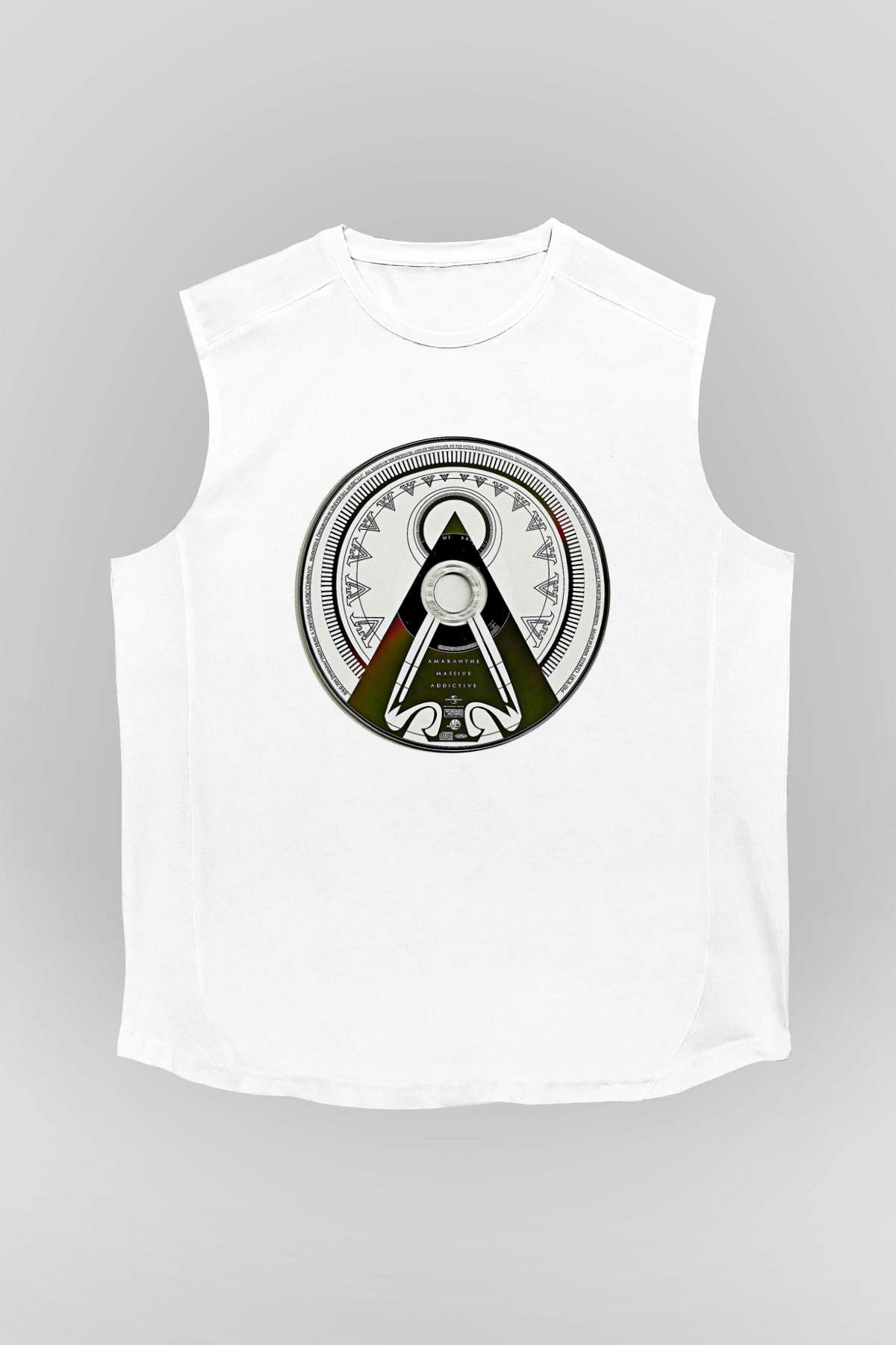 Amaranthe Baskılı Beyaz Unisex Kolsuz Tişört - Tshirt