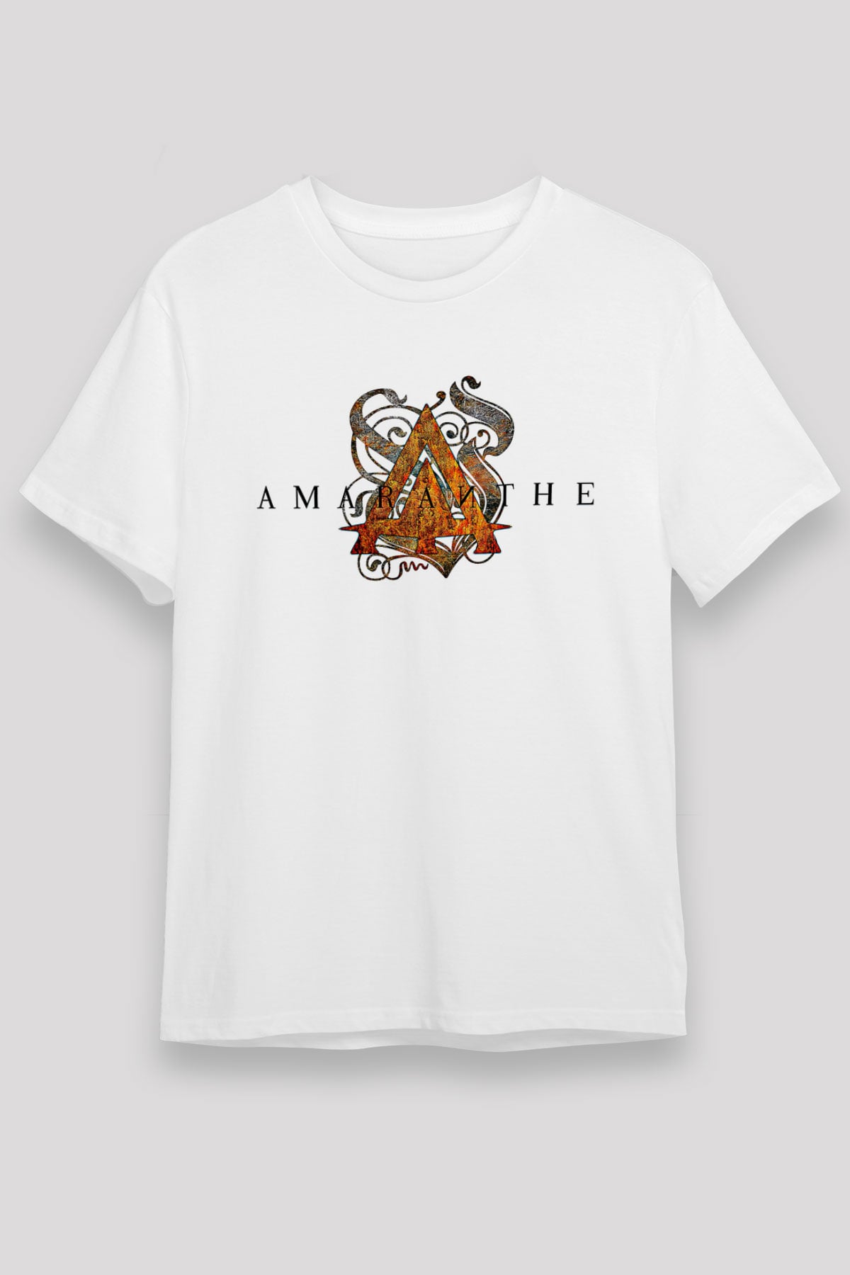 Amaranthe Baskılı Unisex Beyaz Tişört - Tshirt