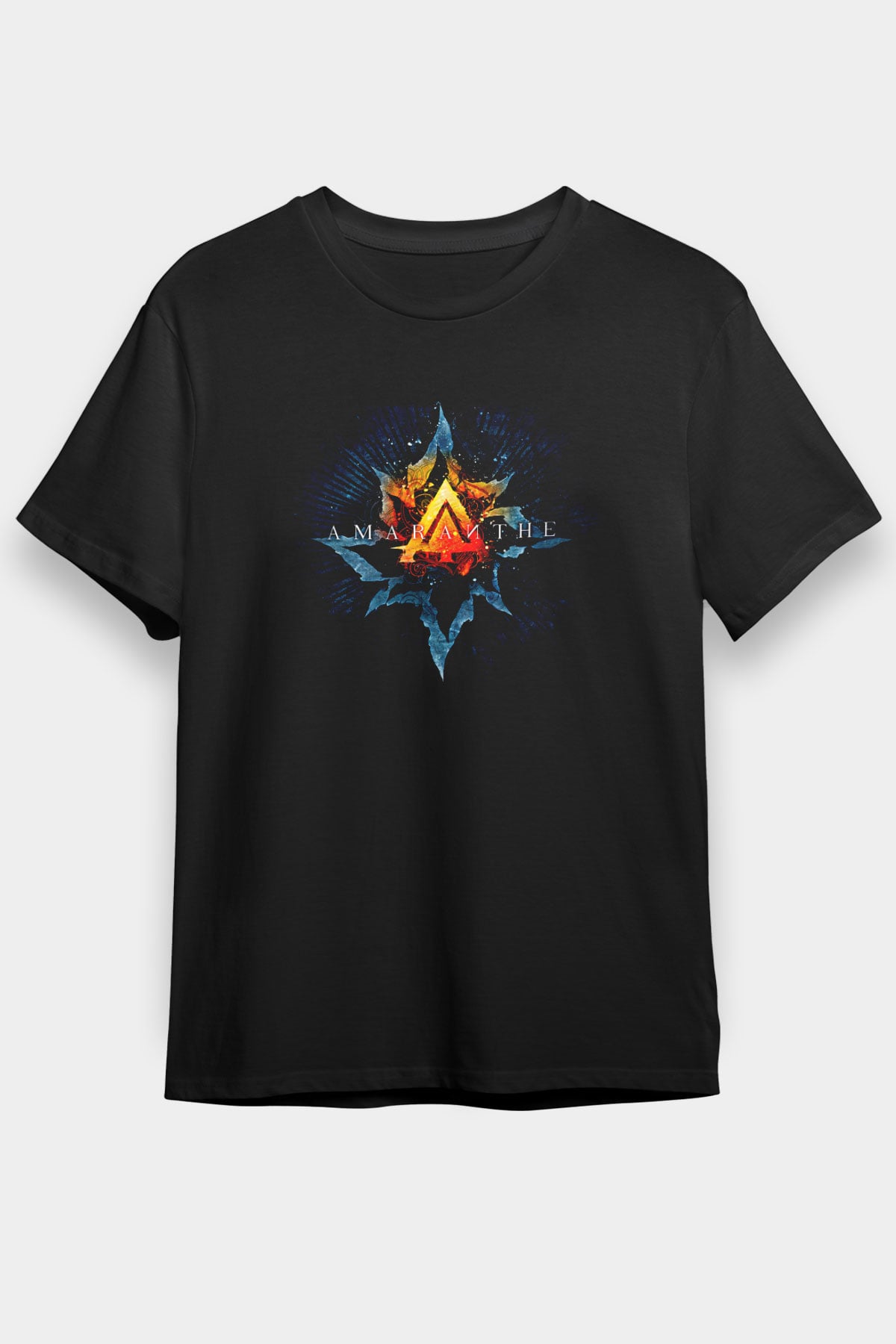 Amaranthe Baskılı Unisex Siyah Tişört - Tshirt