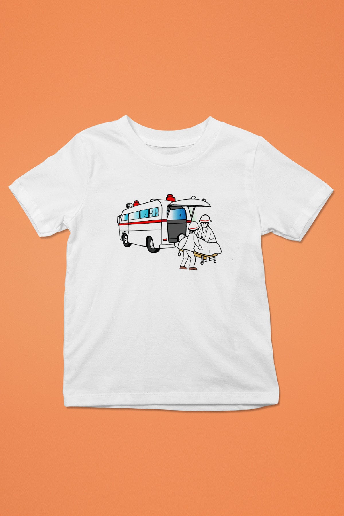 Ambulans şoförü Baskılı Beyaz Unisex Çocuk Tişört