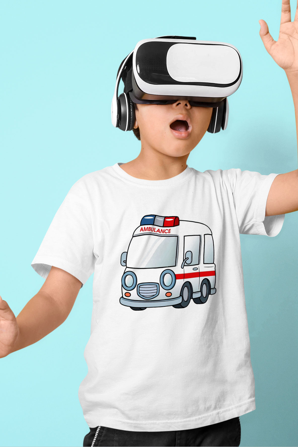 Ambulans şoförü Baskılı Beyaz Unisex Çocuk Tişört