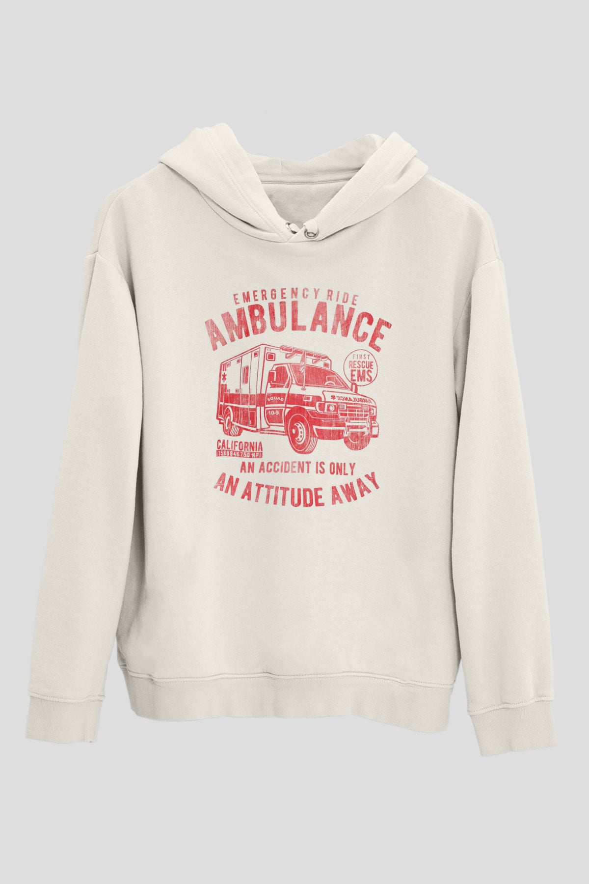 Ambulans şoförü Beyaz Unisex Kapüşonlu Sweatshirt