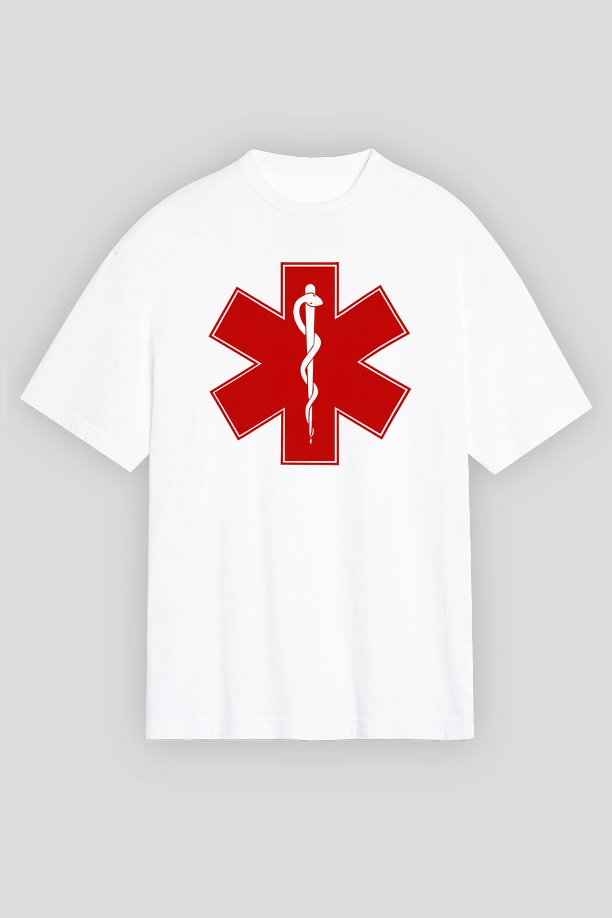 Ambulans şoförü Beyaz Unisex Oversize Tişört T-Shirt