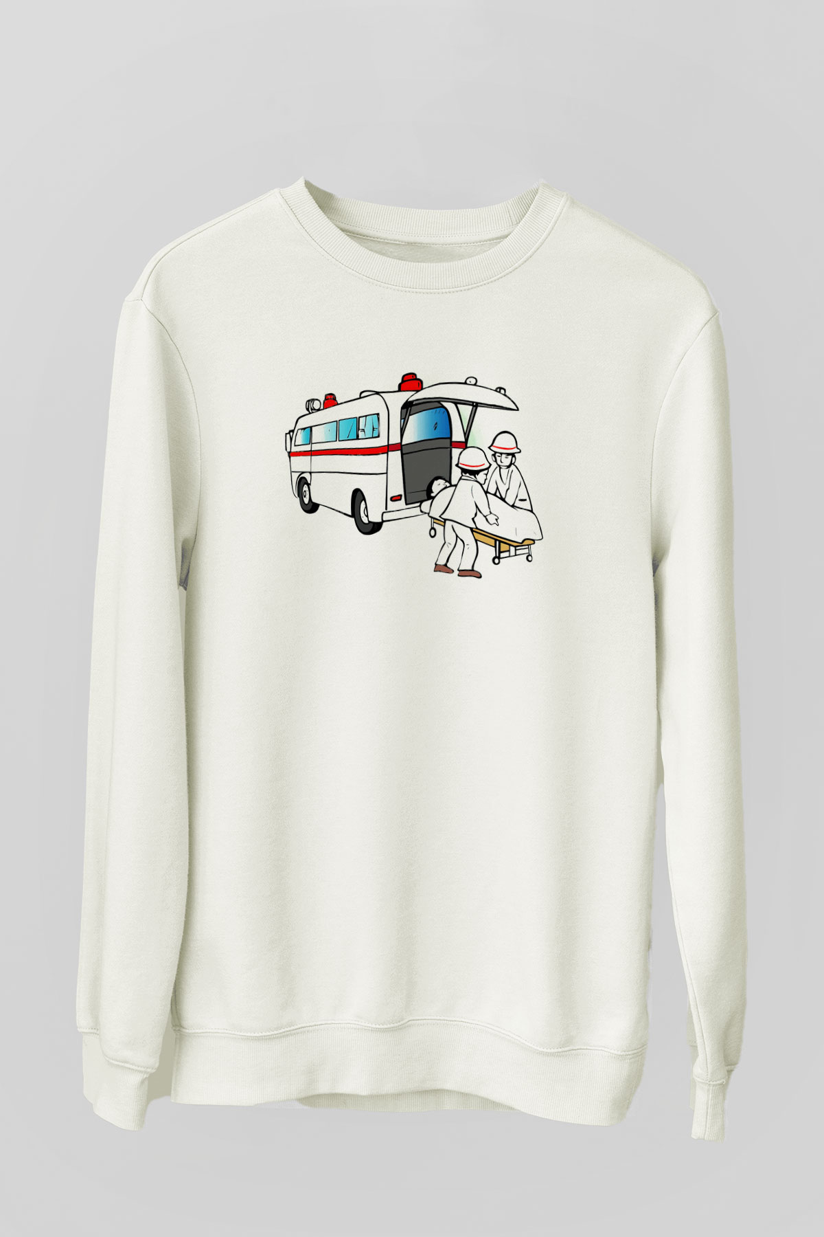 Ambulans şoförü Beyaz Unisex Sweatshirt