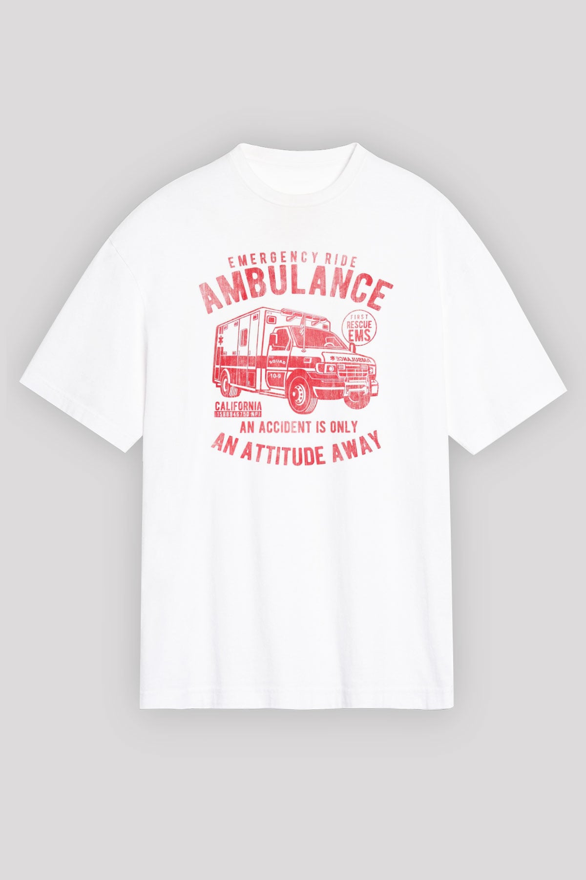 Ambulans şoförü Beyaz Oversize Tişört Oversize T-shirt - TişörtFabrikası