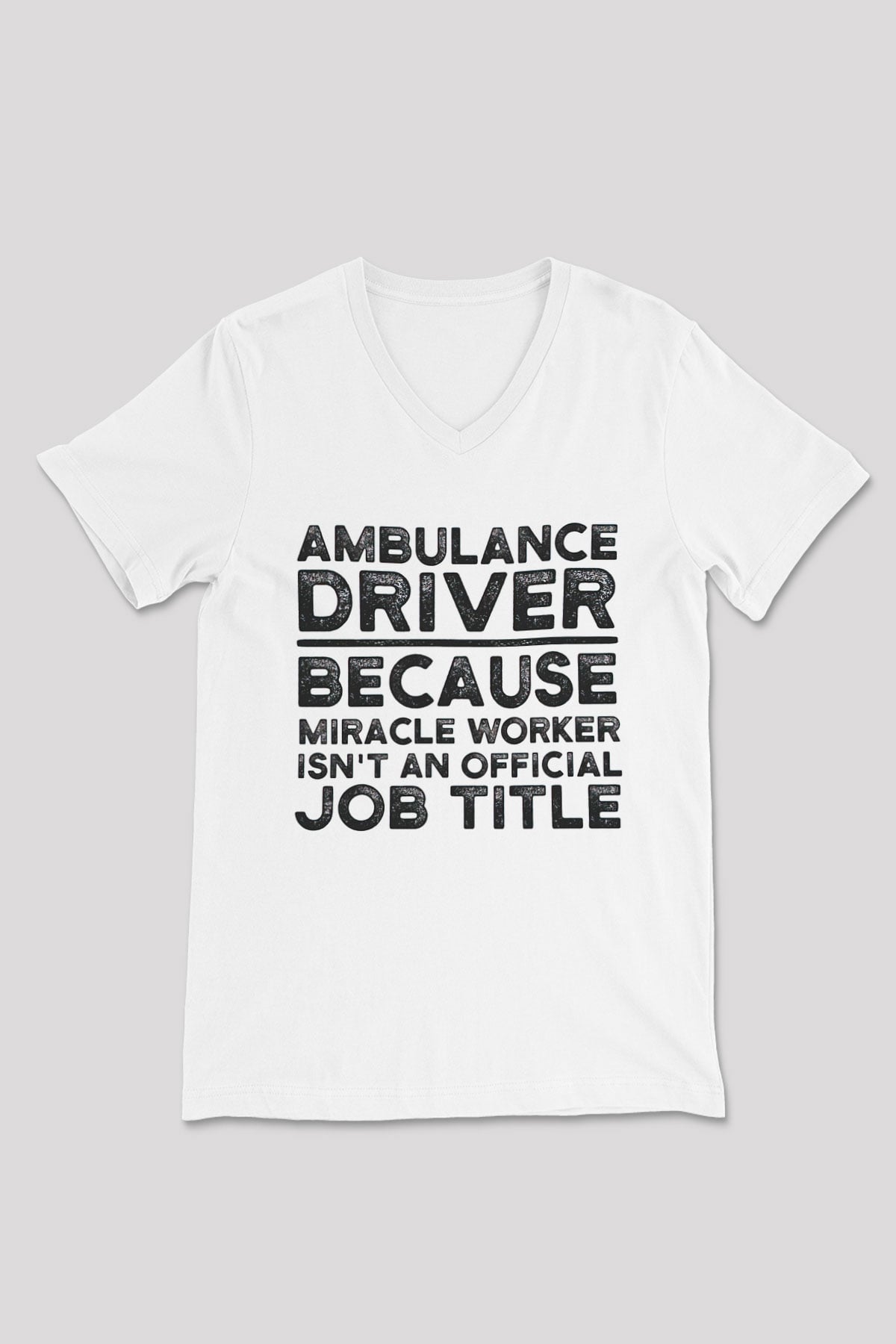 Ambulans şoförü Beyaz Unisex V Yaka Tişört