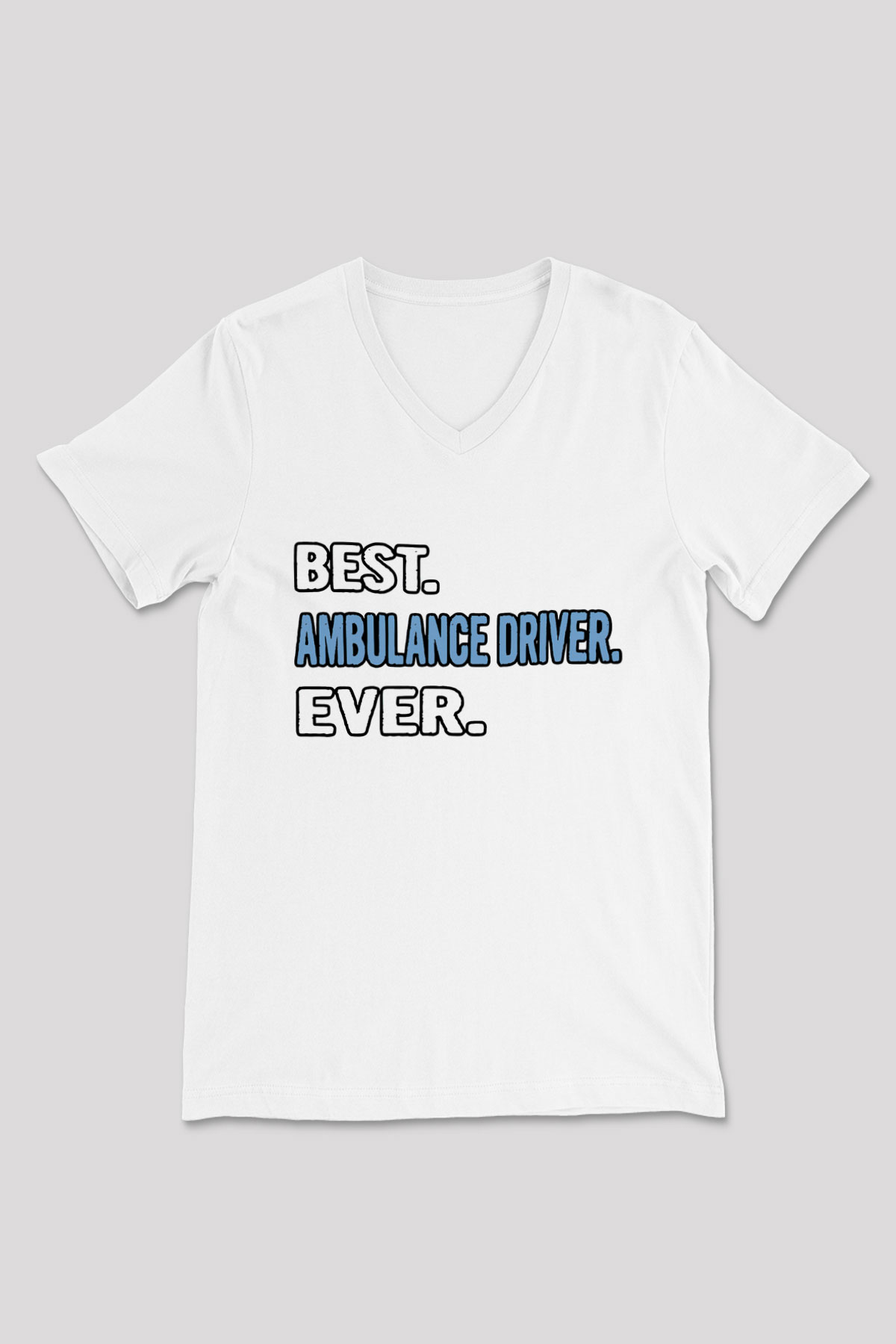 Ambulans şoförü Beyaz Unisex V Yaka Tişört