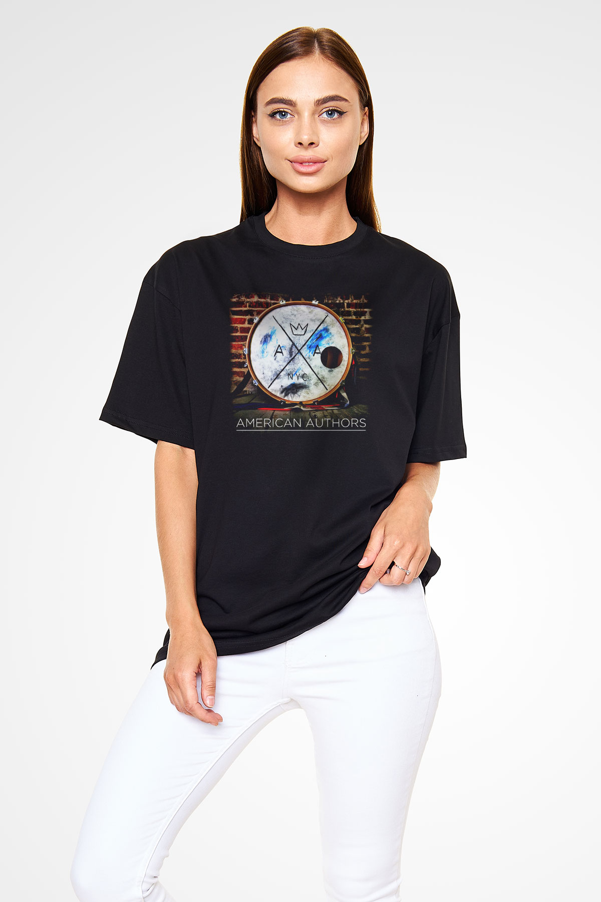 American Authors Siyah Oversize Tişört Oversize T-shirt - TişörtFabrikası