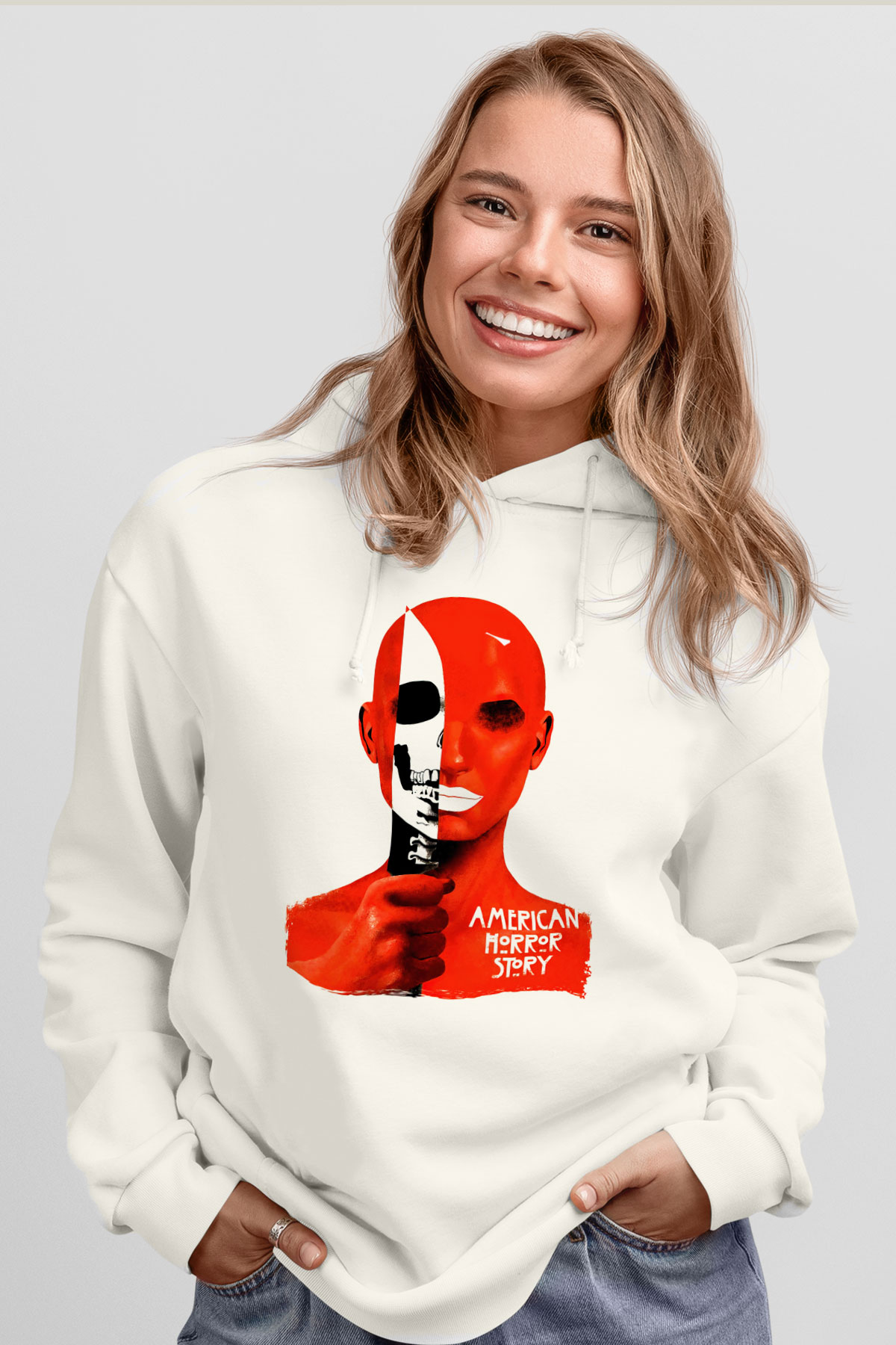 American Horror Story Beyaz Unisex Hoodie