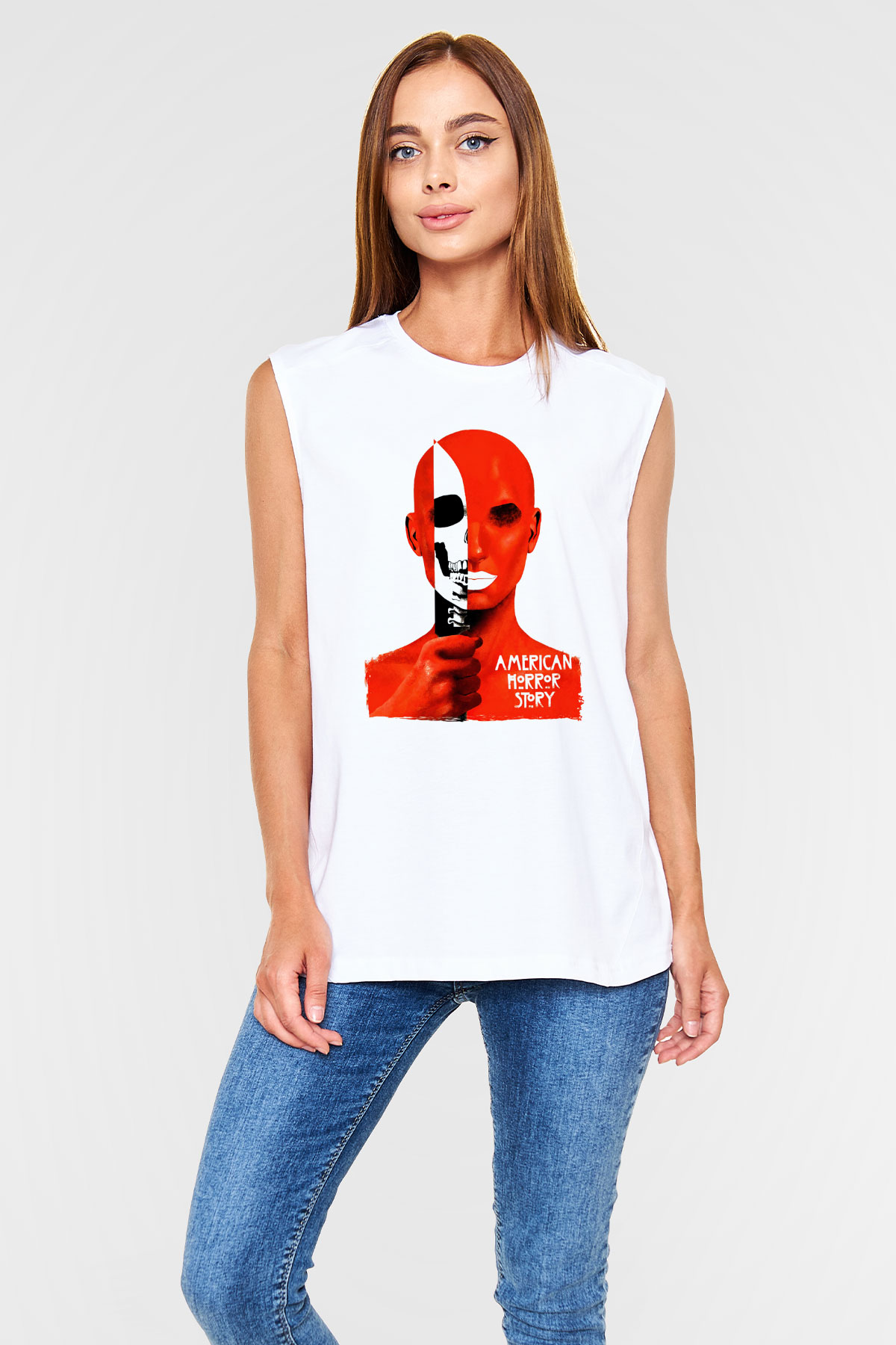 American Horror Story Beyaz Unisex Kolsuz Tişört