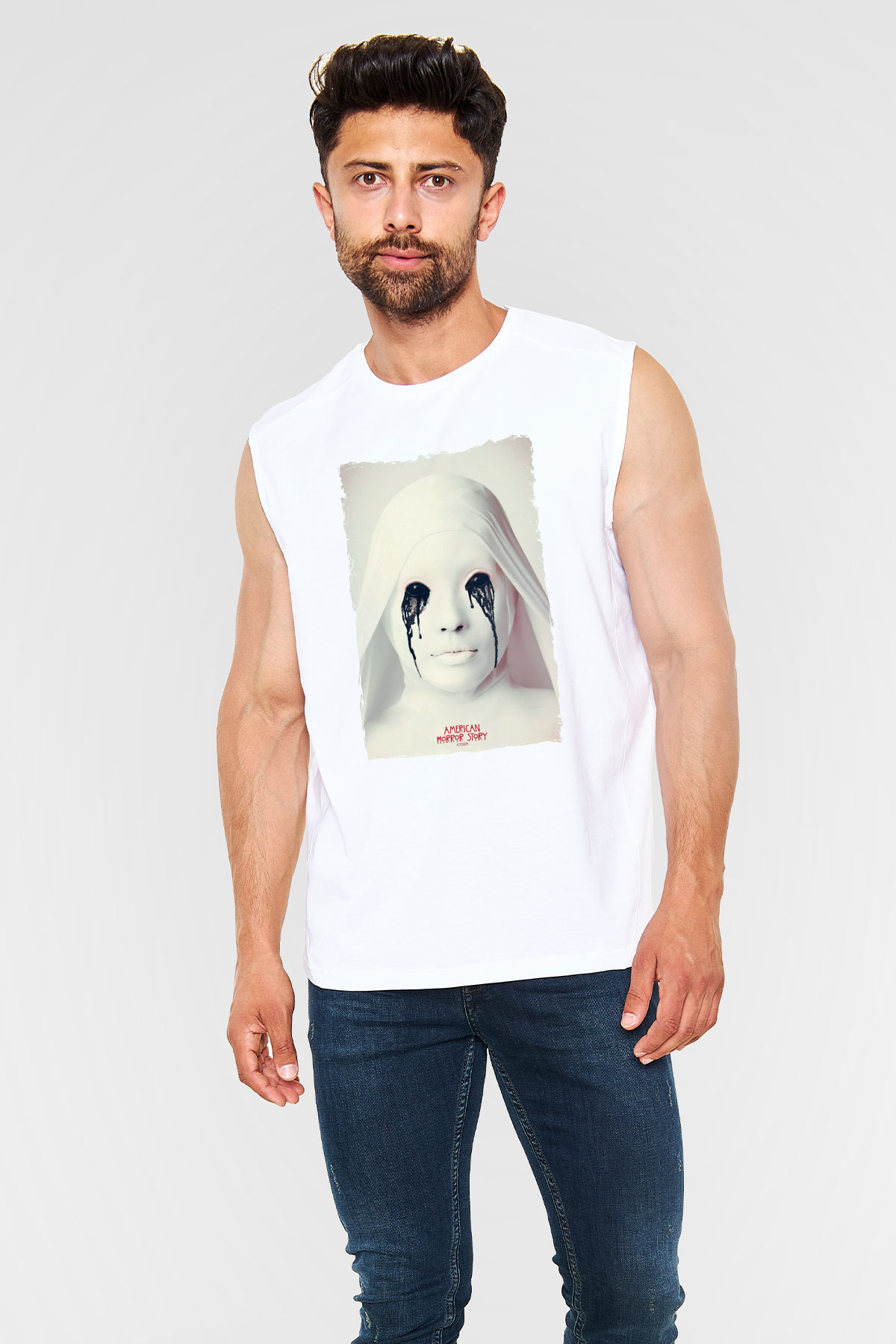 American Horror Story Beyaz Unisex Kolsuz Tişört
