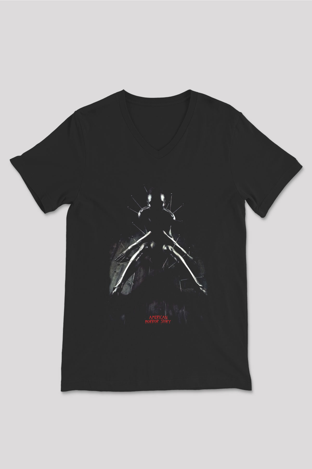 American Horror Story Siyah Unisex V Yaka Tişört