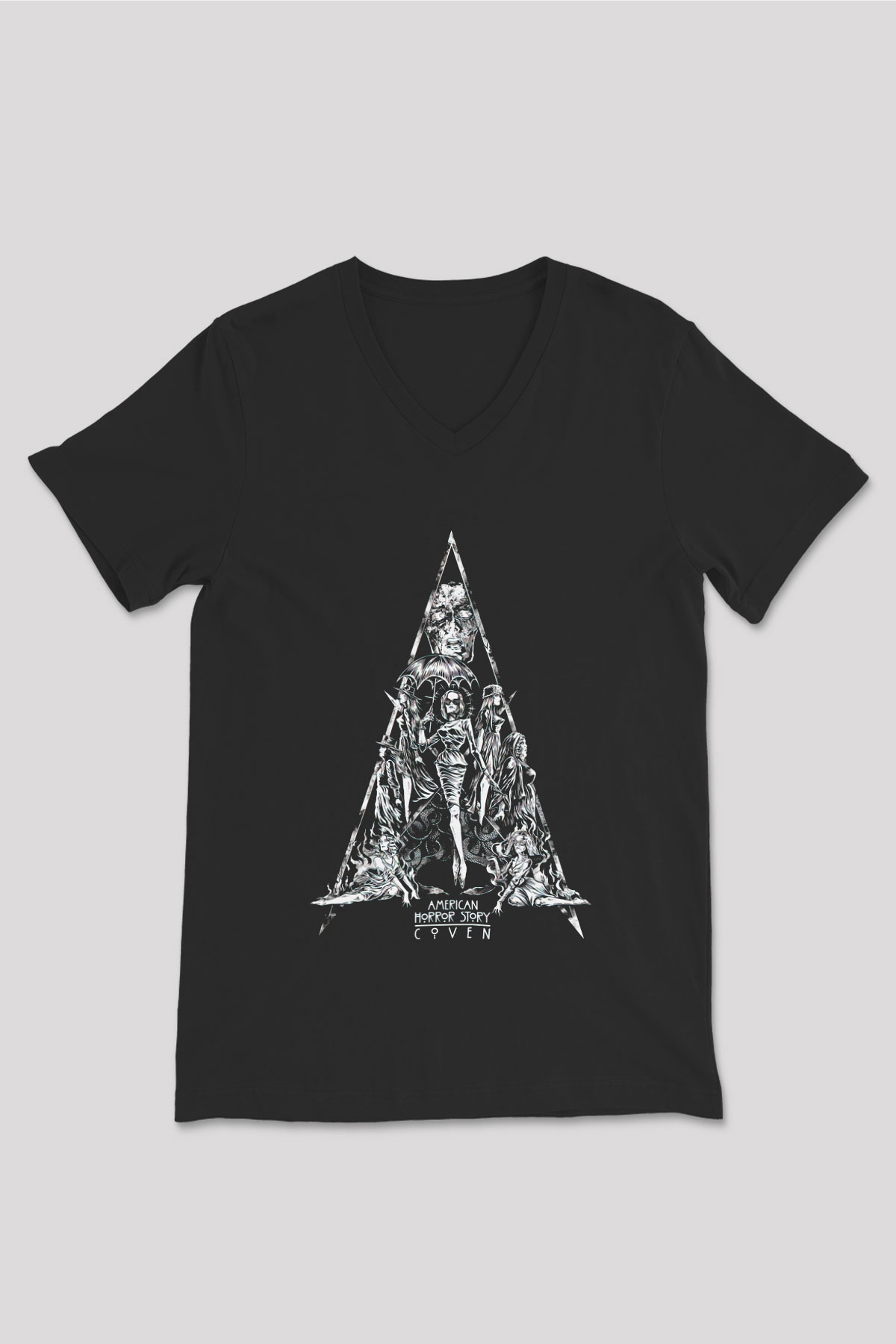 American Horror Story Siyah Unisex V Yaka Tişört T-Shirt
