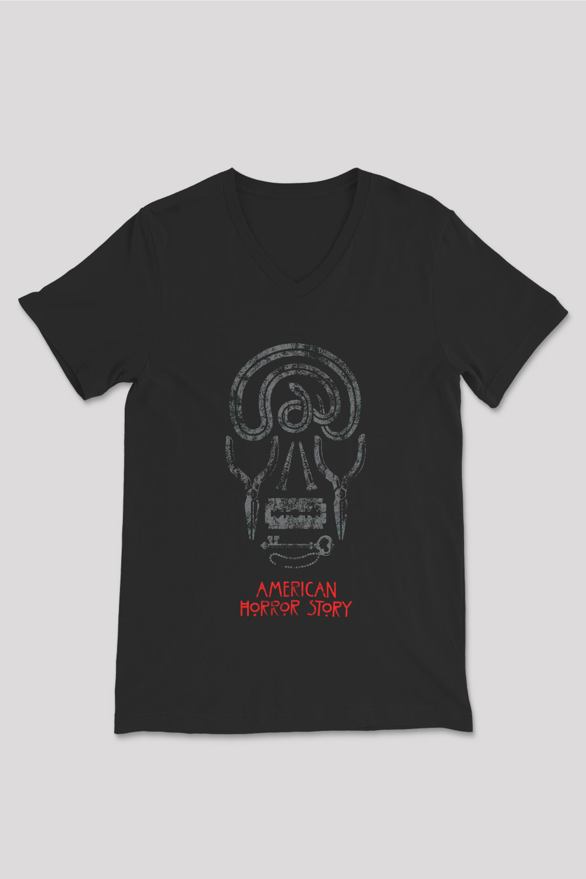 American Horror Story Siyah Unisex V Yaka Tişört