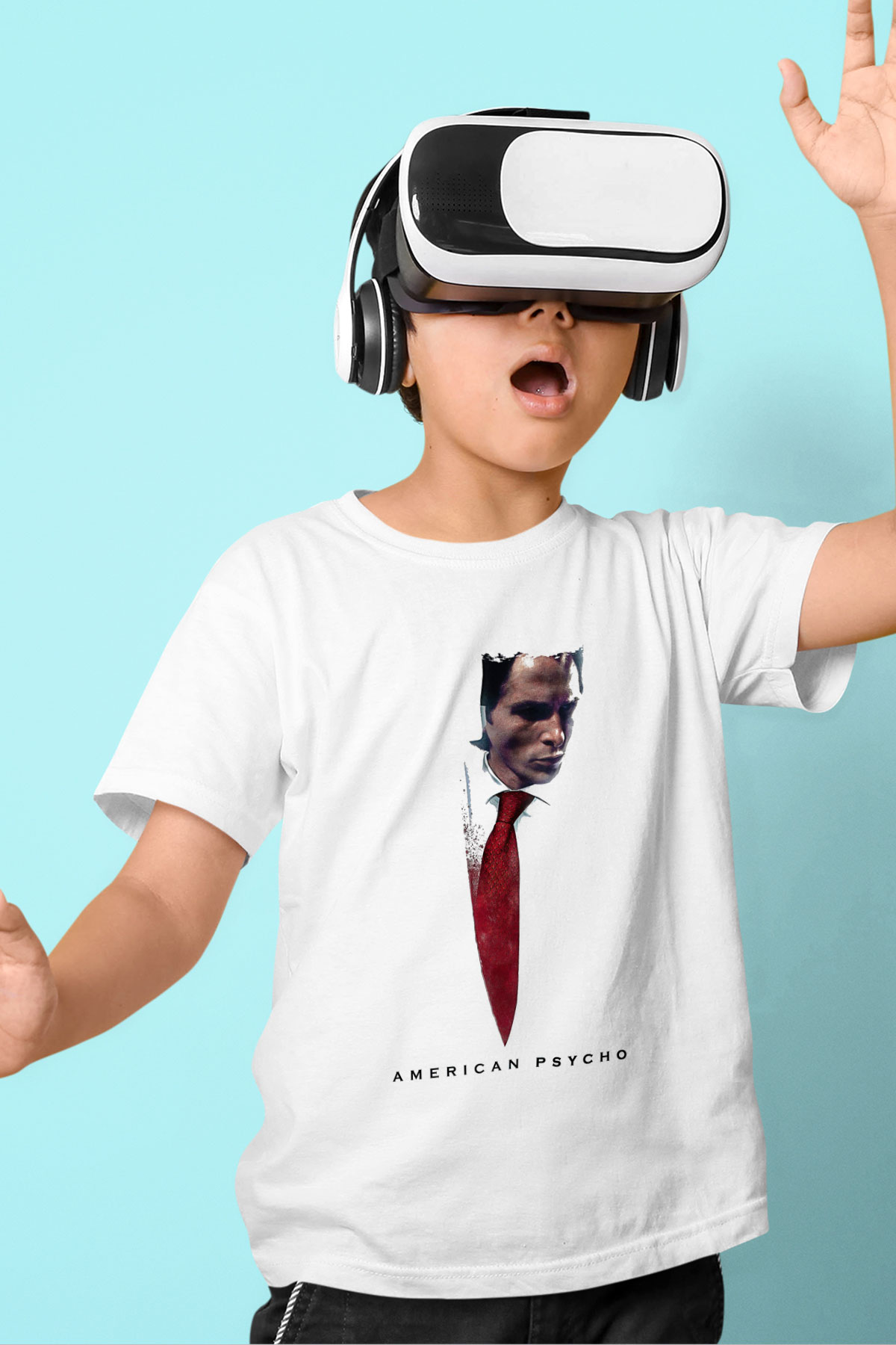 American Psycho Baskılı Beyaz Unisex Beyaz Çocuk Tişört - Tshirt