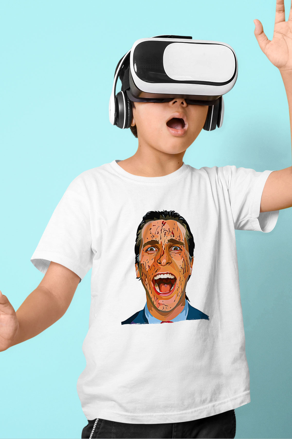 American Psycho Baskılı Beyaz Unisex Beyaz Çocuk Tişört - Tshirt