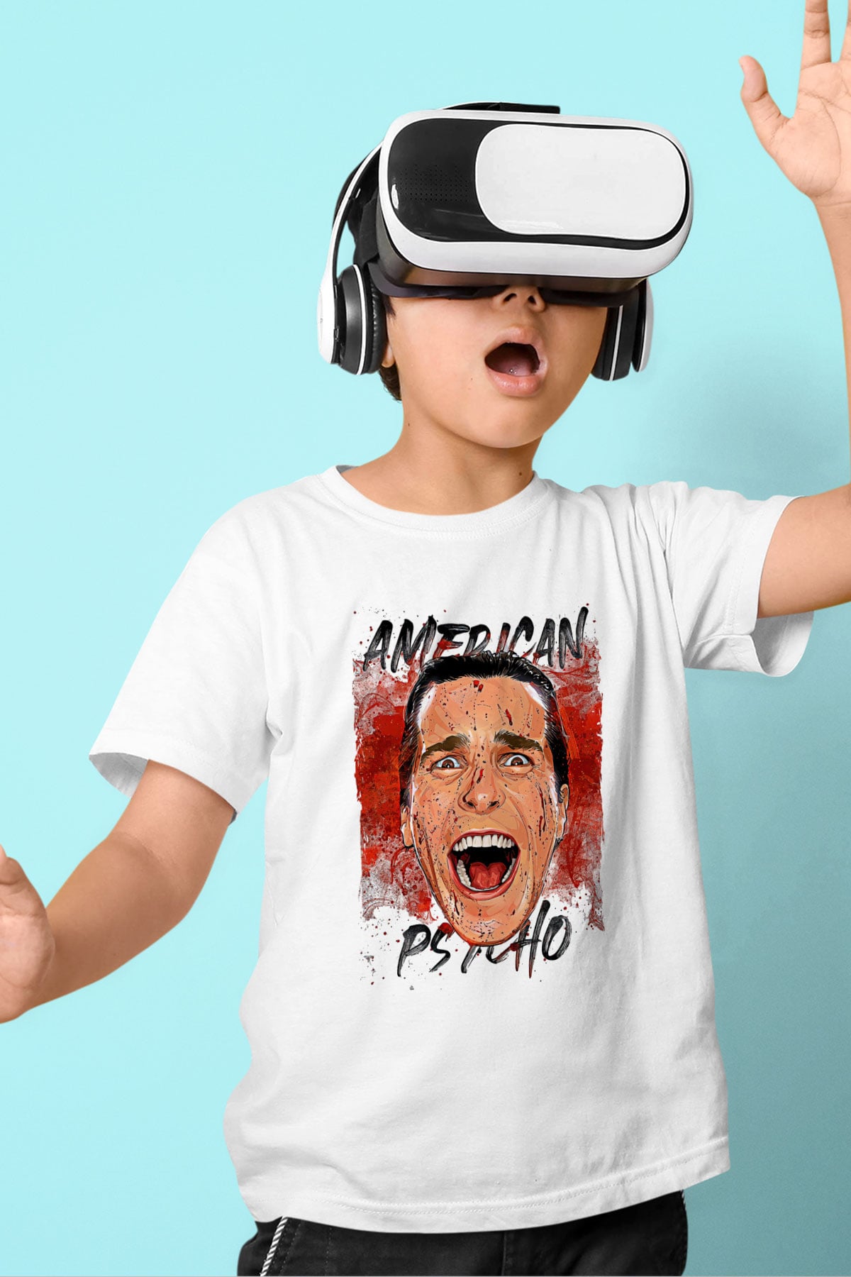 American Psycho Baskılı Beyaz Unisex Beyaz Çocuk Tişört - Tshirt