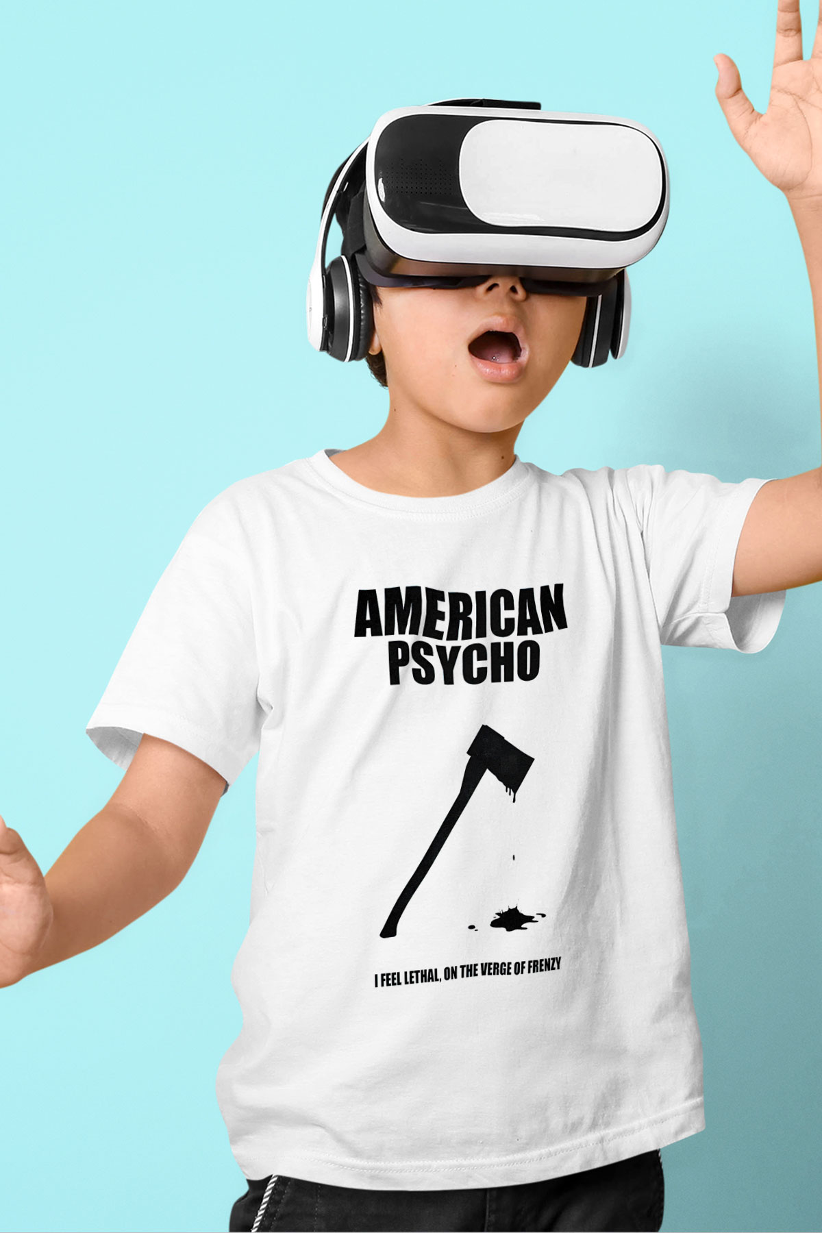 American Psycho Baskılı Beyaz Unisex Beyaz Çocuk Tişört - Tshirt
