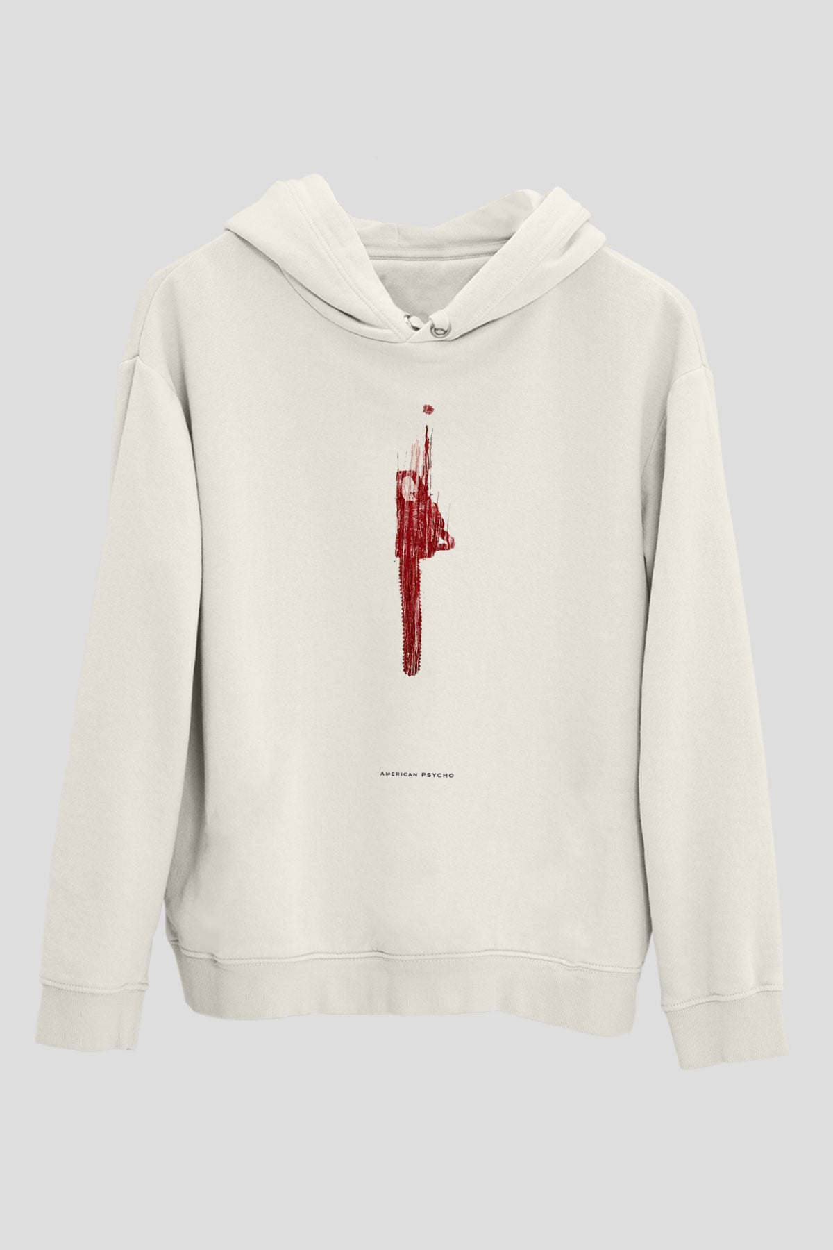 American Psycho Baskılı Beyaz Unisex Hoodie