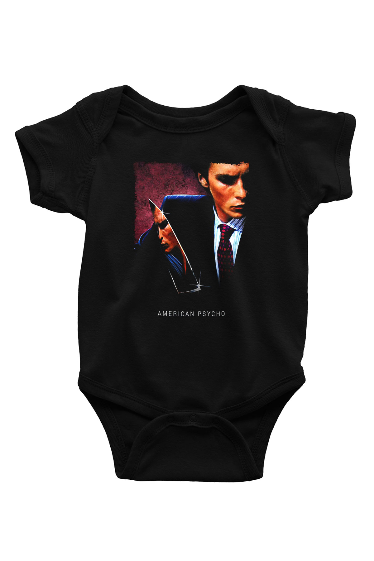 American Psycho Baskılı Unisex Siyah Bebek Body - Zıbın