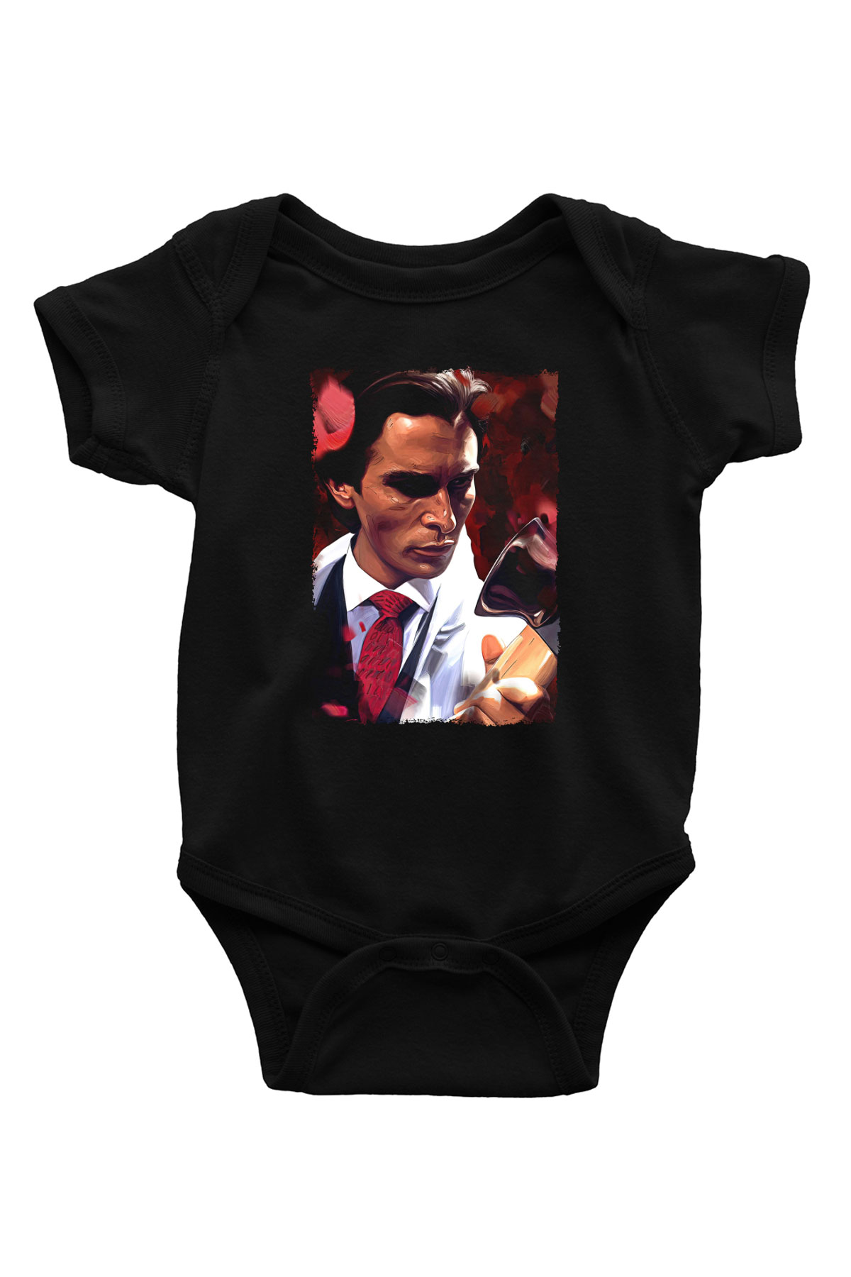 American Psycho Baskılı Unisex Siyah Bebek Body - Zıbın