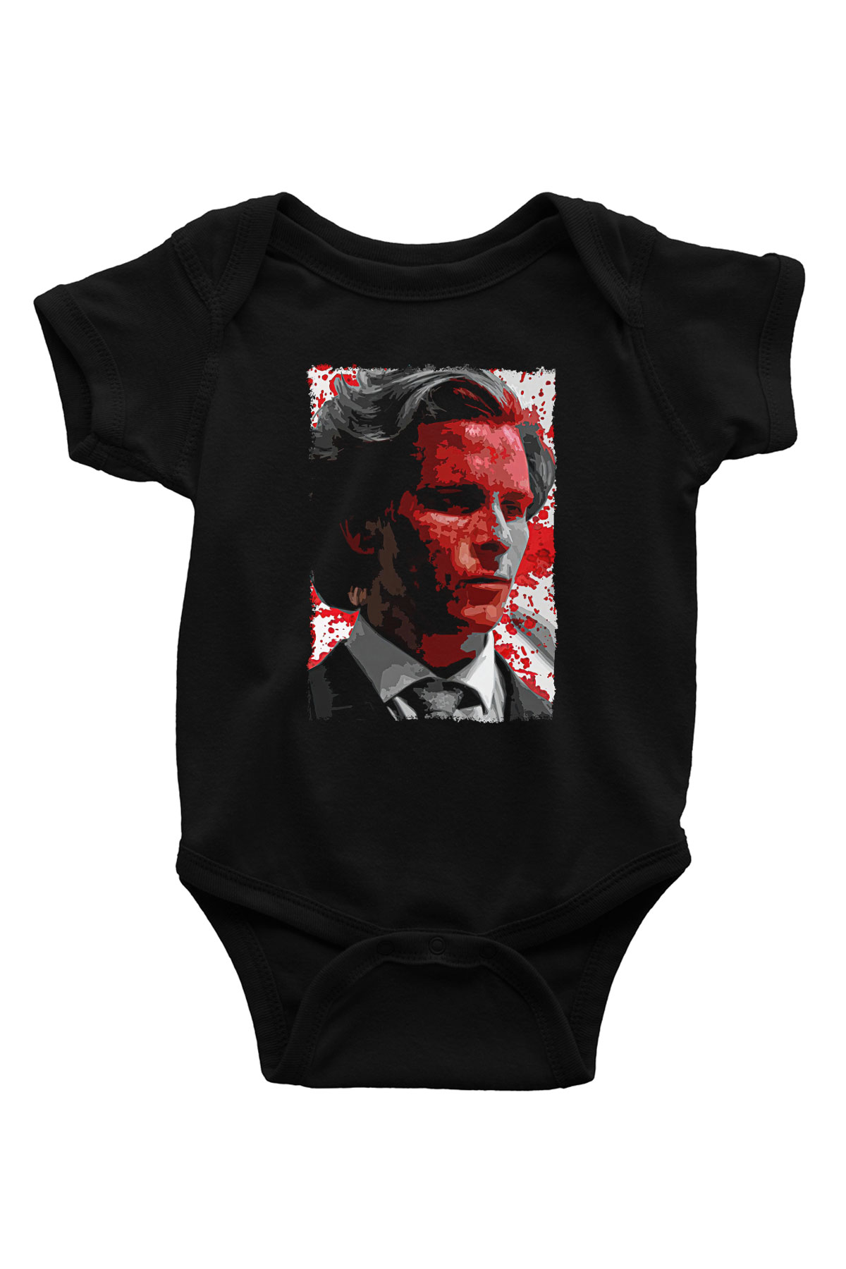 American Psycho Baskılı Unisex Siyah Bebek Body - Zıbın