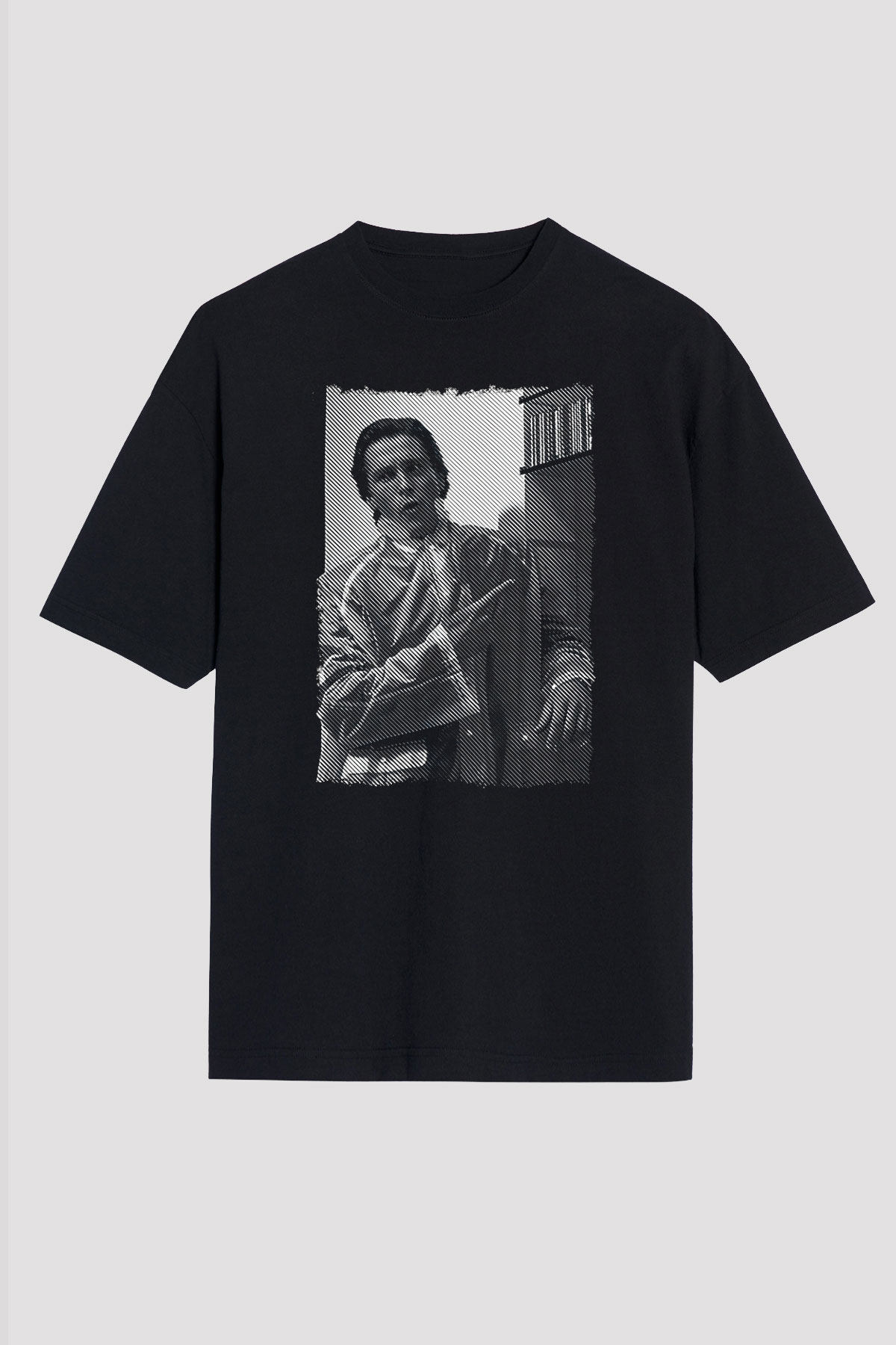 American Psycho Baskılı Unisex Siyah Oversize Tişört - Tshirt