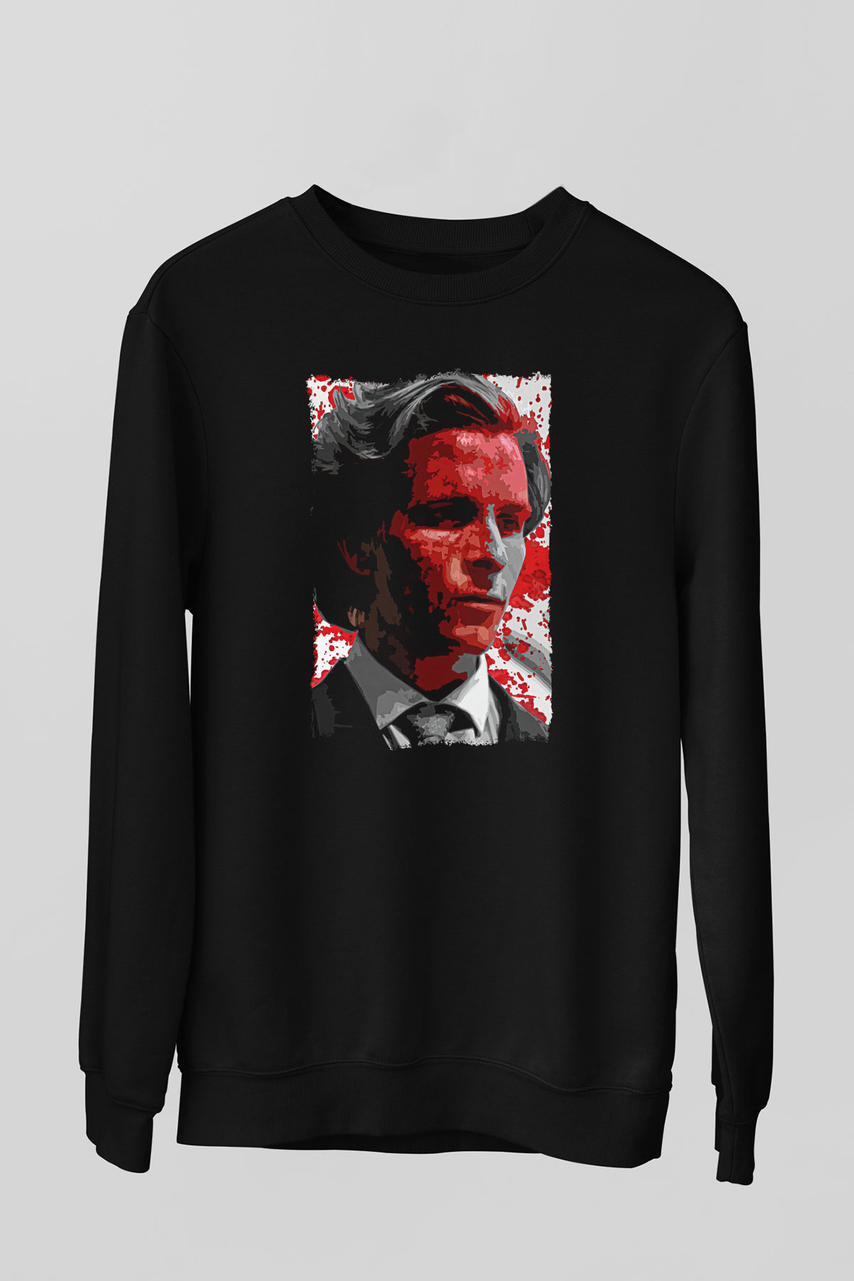 American Psycho Baskılı Unisex Siyah Sweatshirt