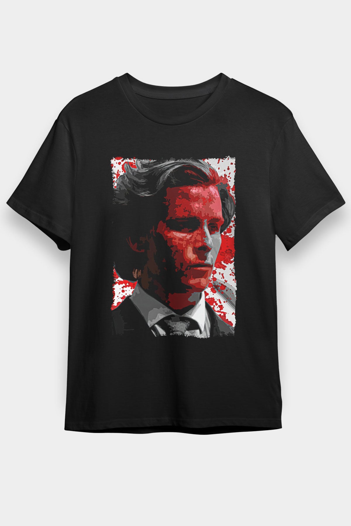 American Psycho Baskılı Unisex Siyah Tişört - Tshirt