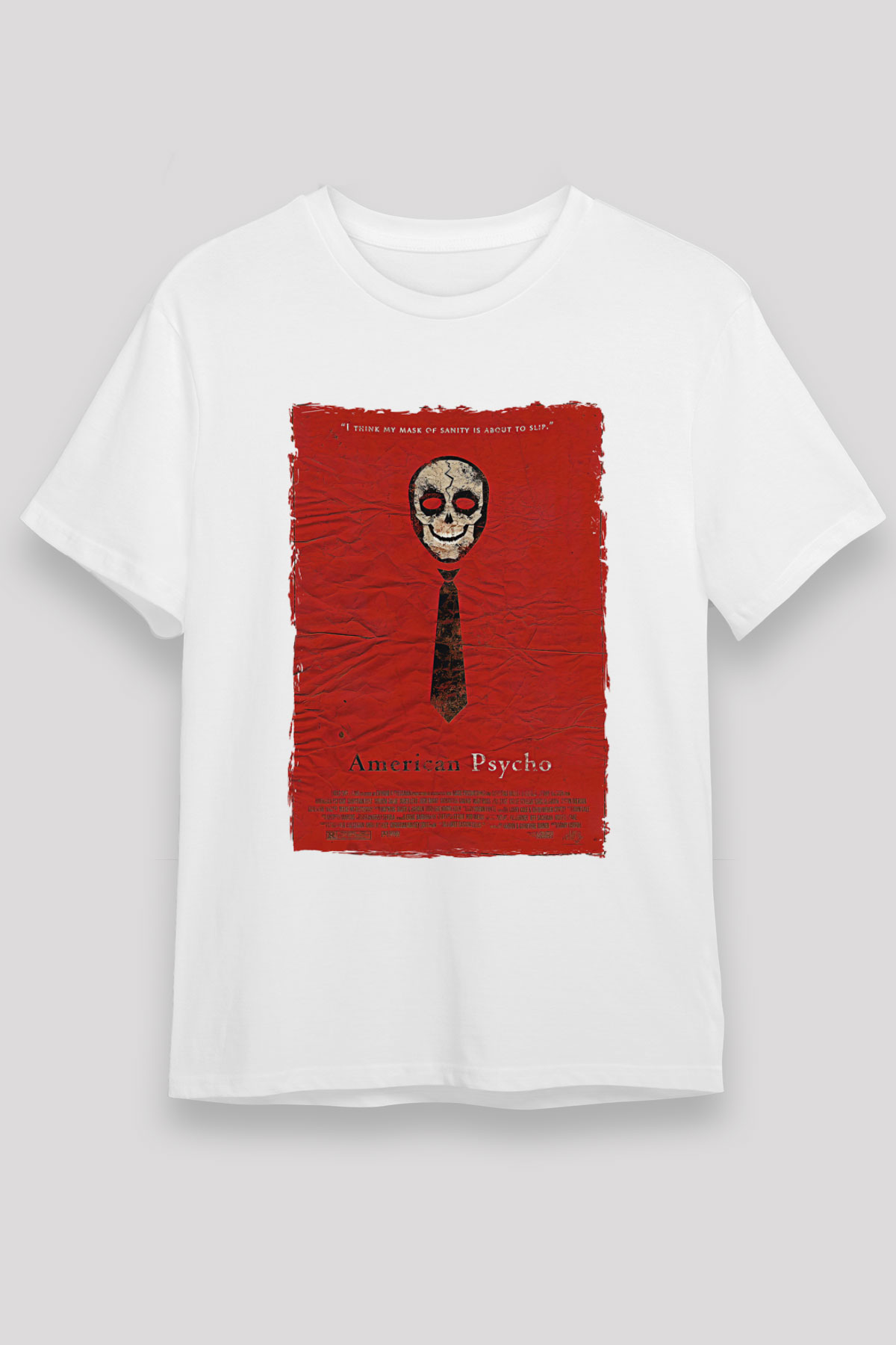 American Psycho Unisex Baskılı Beyaz Tişört - Tshirt