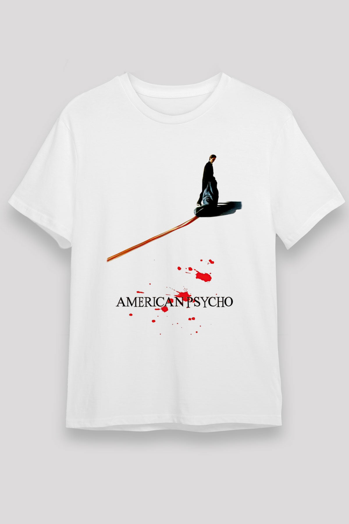 American Psycho Unisex Baskılı Beyaz Tişört - Tshirt