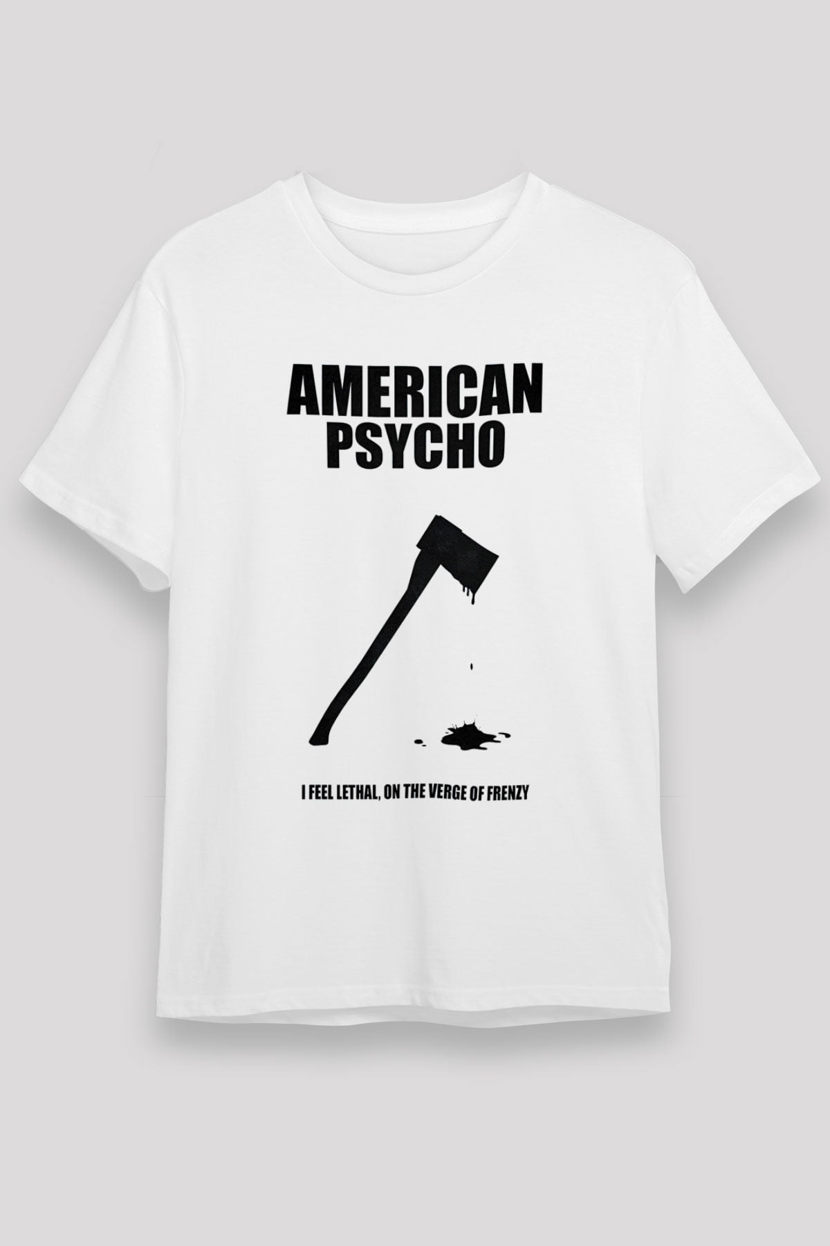 American Psycho Unisex Baskılı Beyaz Tişört - Tshirt