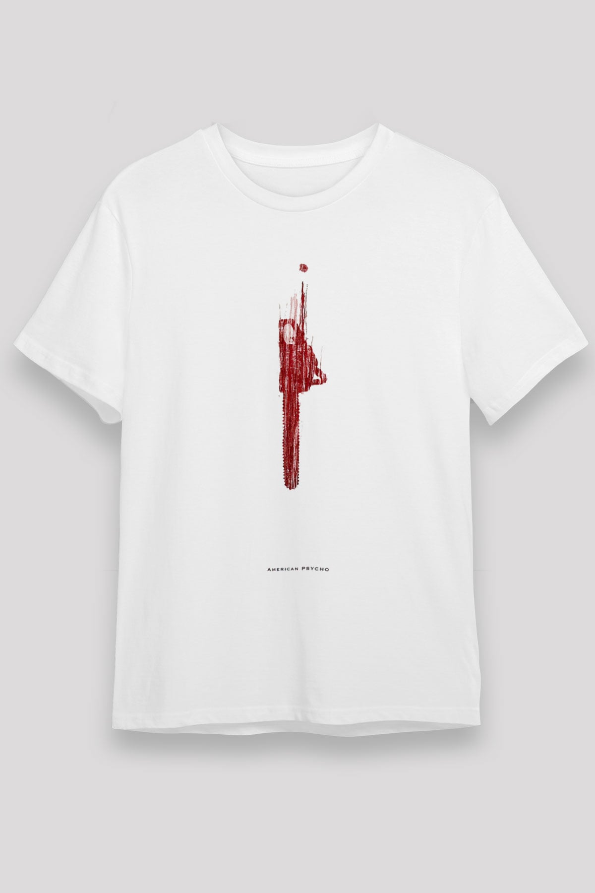 American Psycho Unisex Baskılı Beyaz Tişört - Tshirt