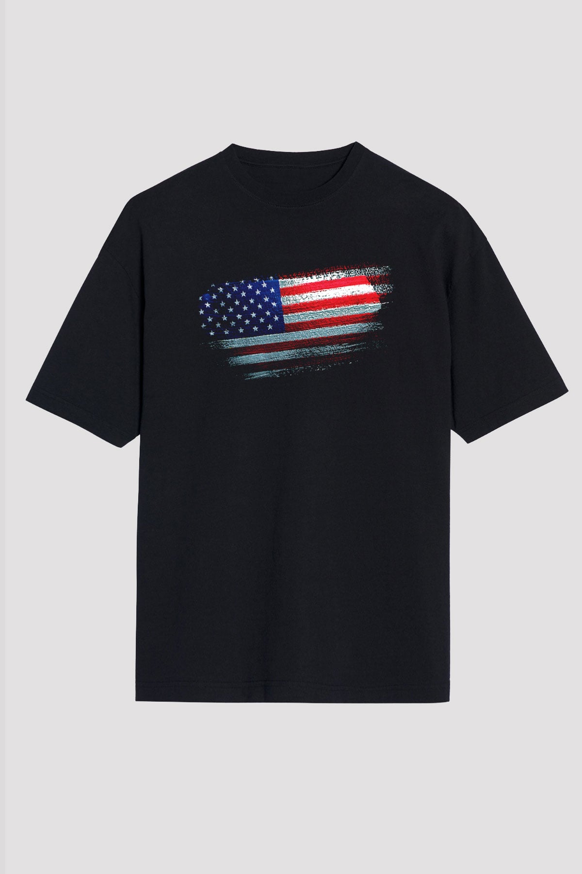 Amerika - Usa - America Bayrağı Baskılı Unisex Siyah Oversize Tişört