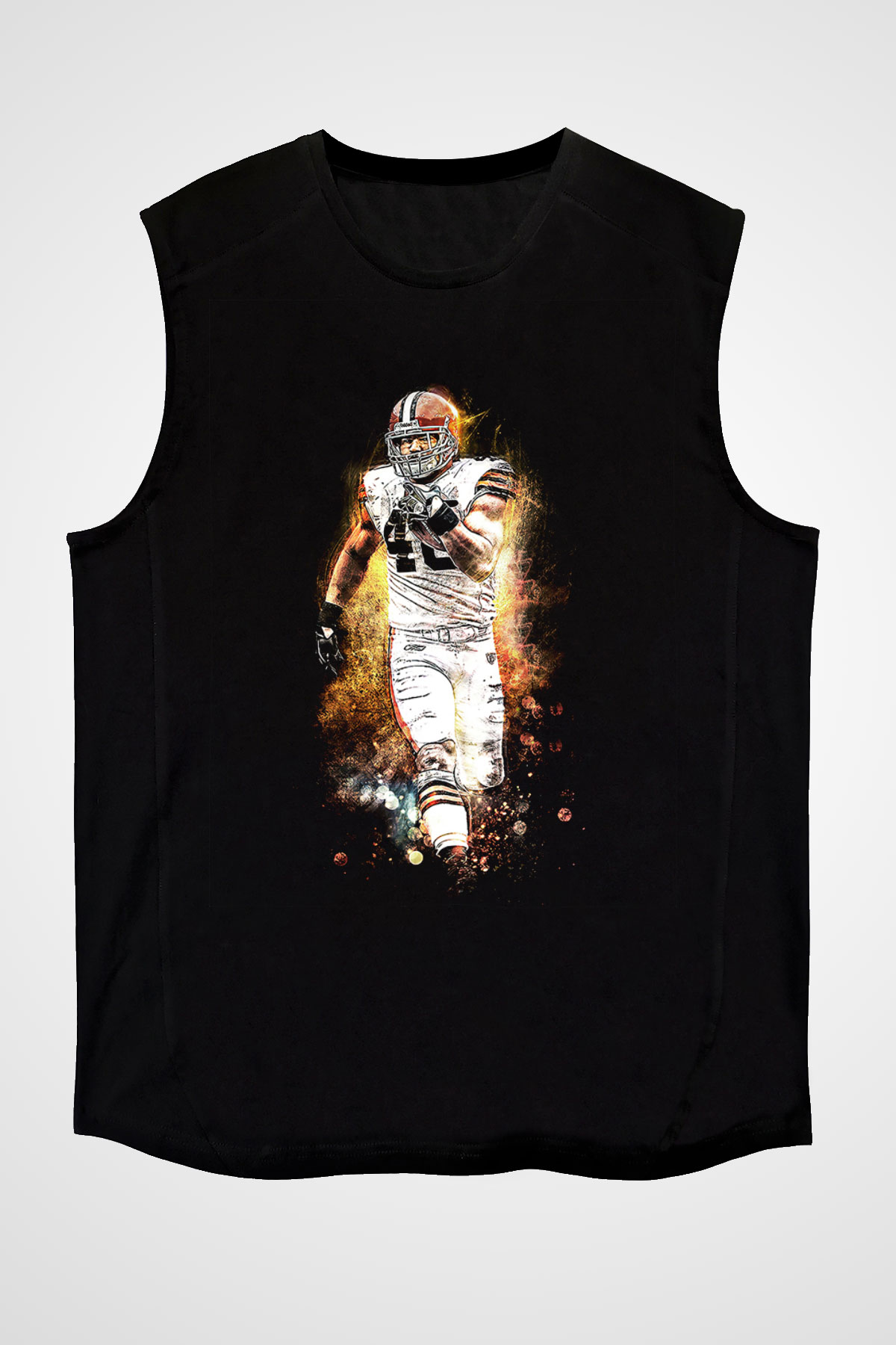 Amerikan Futbolu - American Football Baskılı Unisex Siyah Kolsuz Tişört