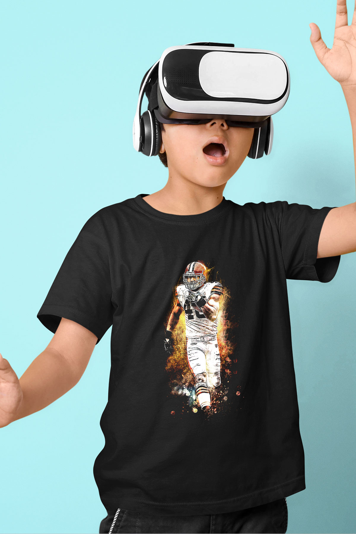 Amerikan Futbolu - American Football Baskılı Unisex Siyah Çocuk Tİşörtü - Tshirt