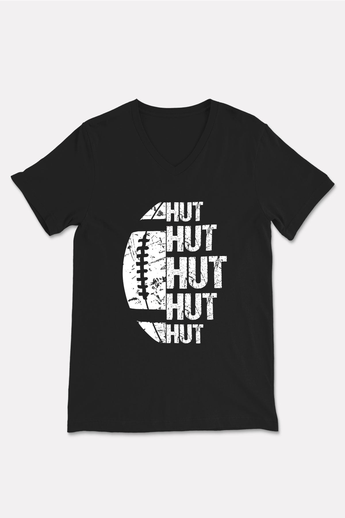 Amerikan Futbolu - American Football Baskılı Unisex Siyah V Yaka Tişört