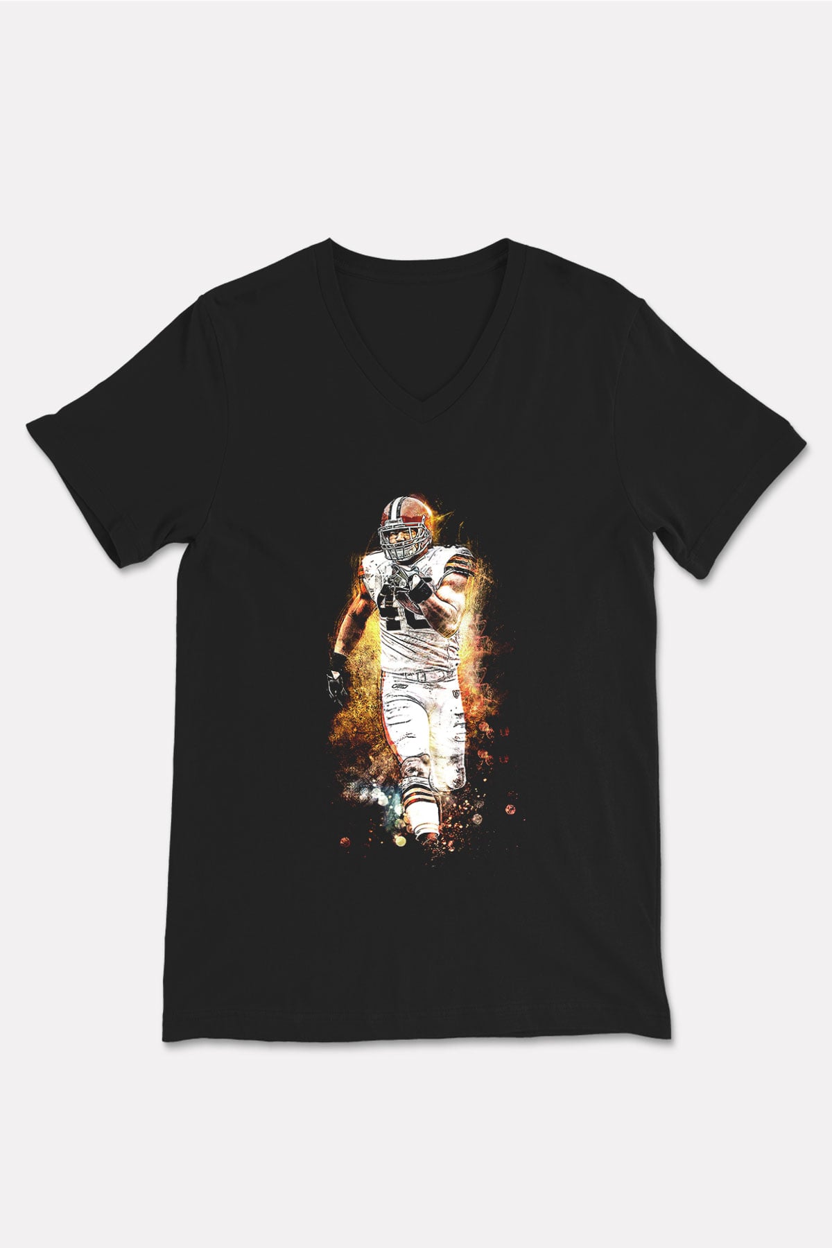 Amerikan Futbolu - American Football Baskılı Unisex Siyah V Yaka Tişört