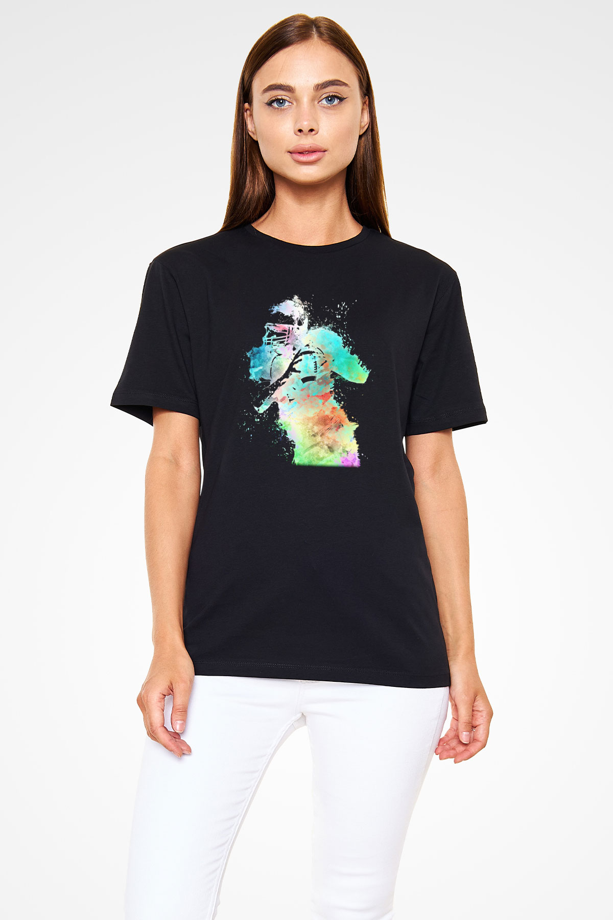 Amerikan Futbolu - American Football Baskılı Unisex Siyah Tişört - Tshirt