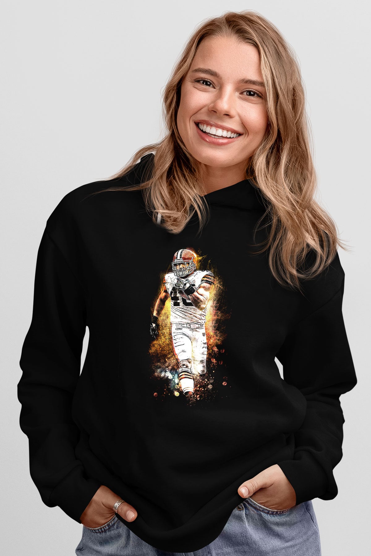 Amerikan Futbolu - American Football Baskılı Unisex Siyah Hoodie