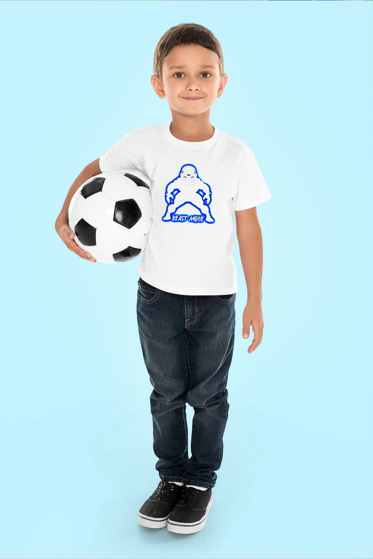 Amerikan Futbolu Baskılı Unisex Beyaz Çocuk Tişört - Tshirt