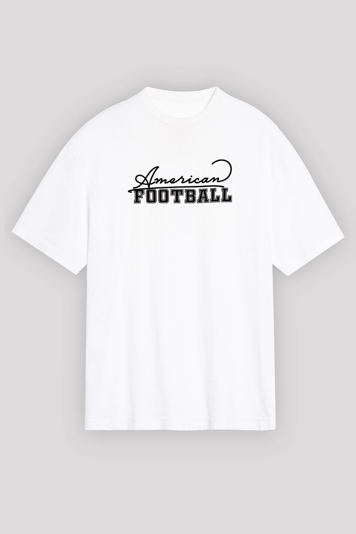 Amerikan Futbolu Baskılı Unisex Beyaz Oversize Tişört - Tshirt
