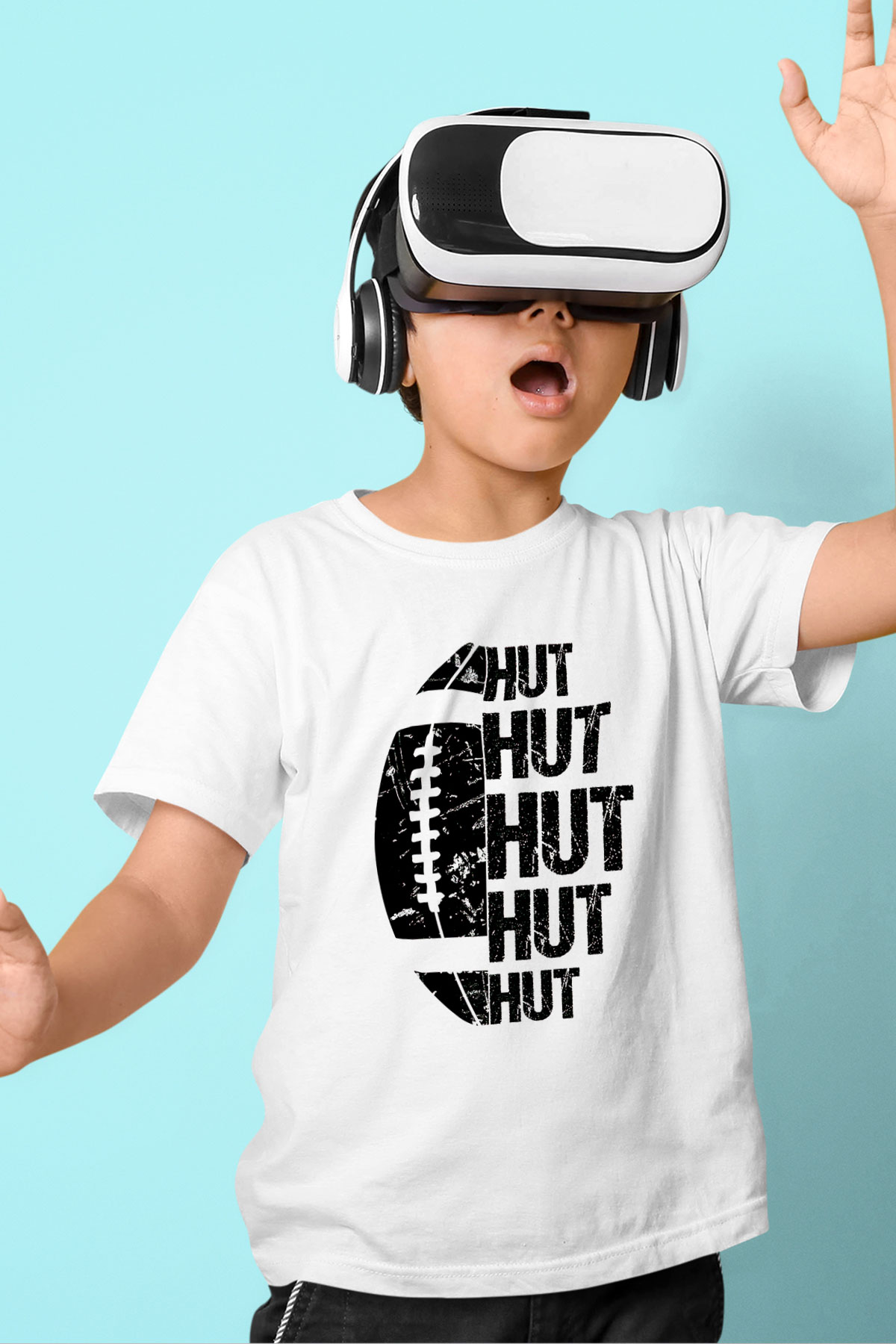 Amerikan Futbolu Baskılı Unisex Beyaz Çocuk Tişört - Tshirt