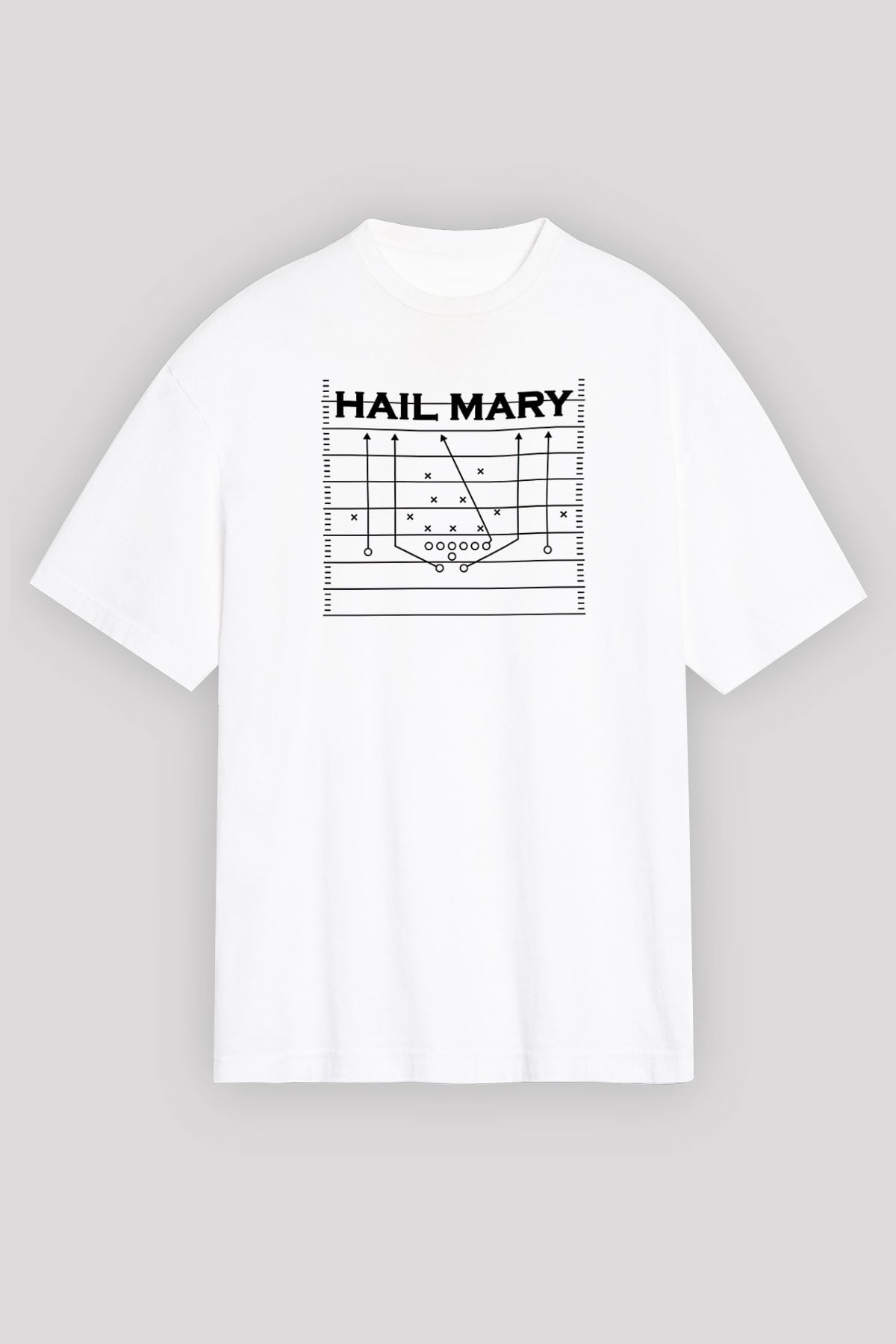 Amerikan Futbolu Baskılı Unisex Beyaz Oversize Tişört - Tshirt