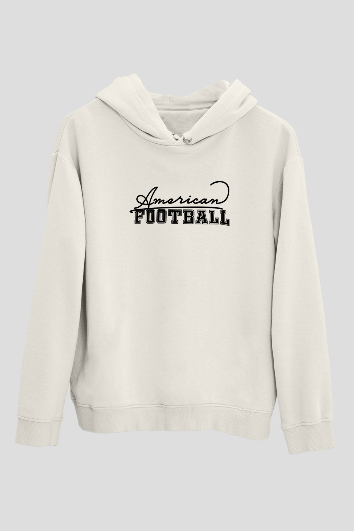 Amerikan Futbolu Baskılı Unisex Ekru Hoodie