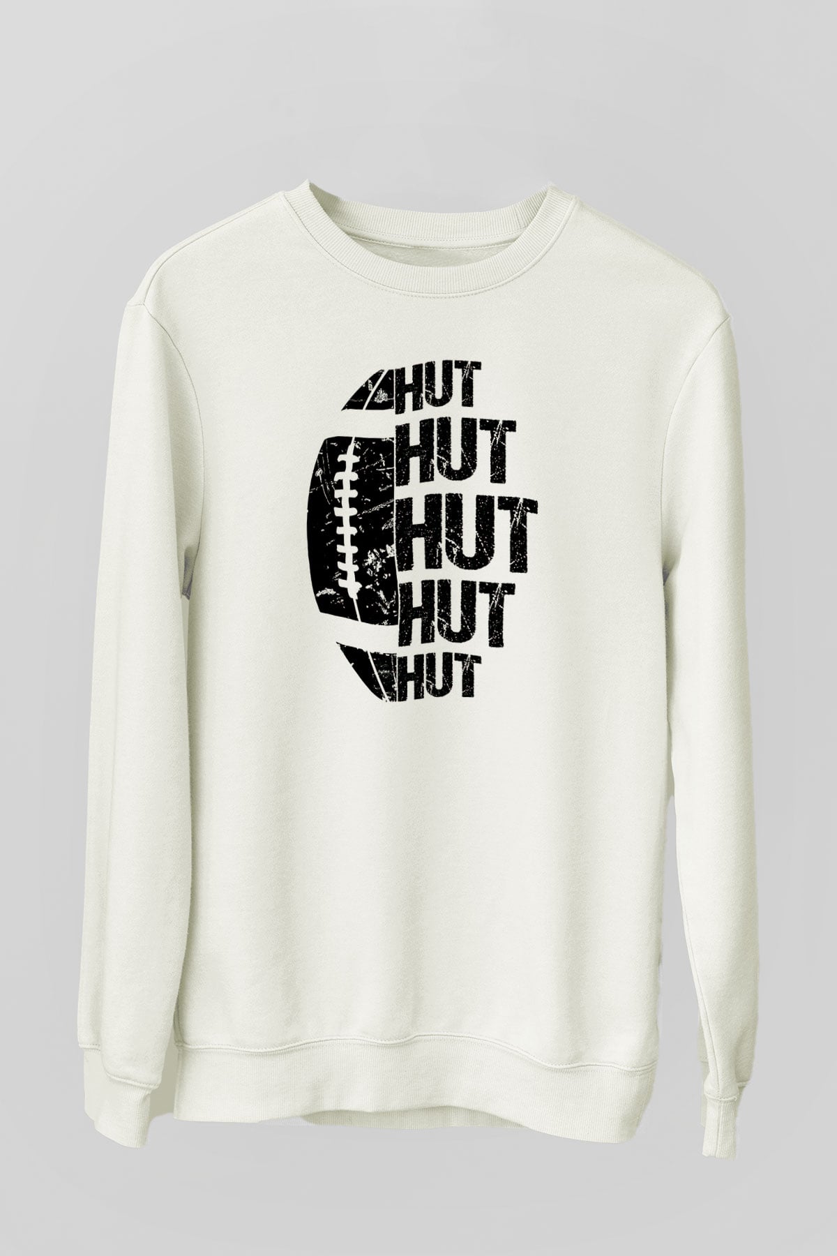 Amerikan Futbolu Baskılı Unisex Ekru Sweatshirt