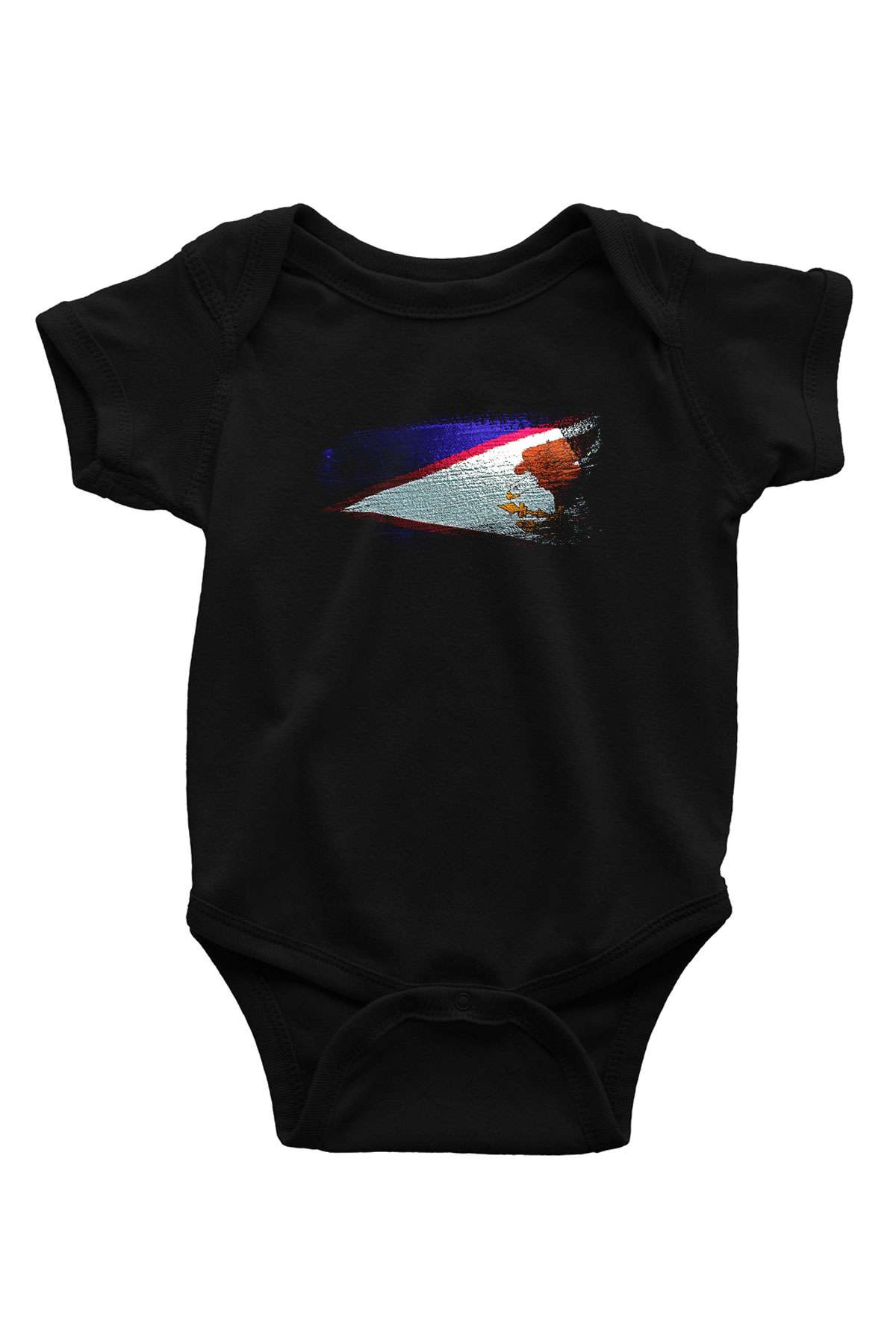 Amerikan Samoası - American Samoa Bayrağı Baskılı Unisex Siyah Bebek Body - Zıbın