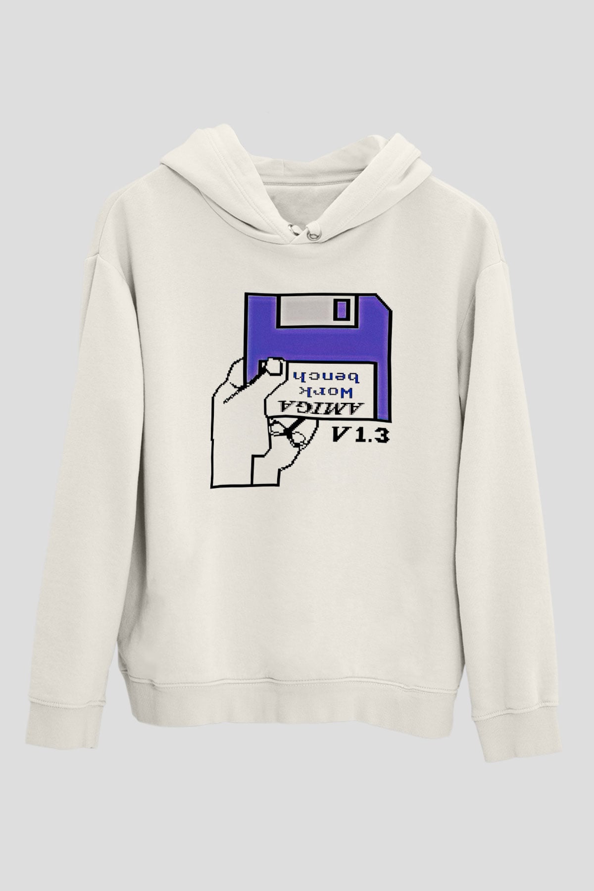 Amiga 500 Baskılı Beyaz Unisex Kapüşonlu Sweatshirt