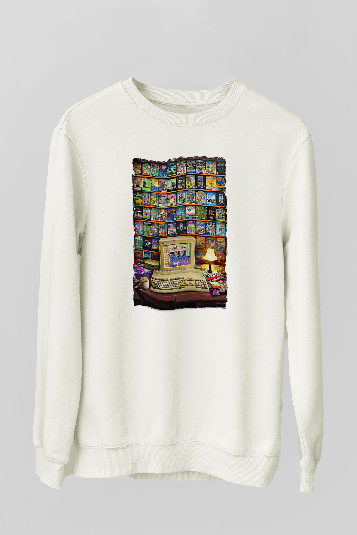 Amiga 500 Baskılı Beyaz Unisex Sweatshirt